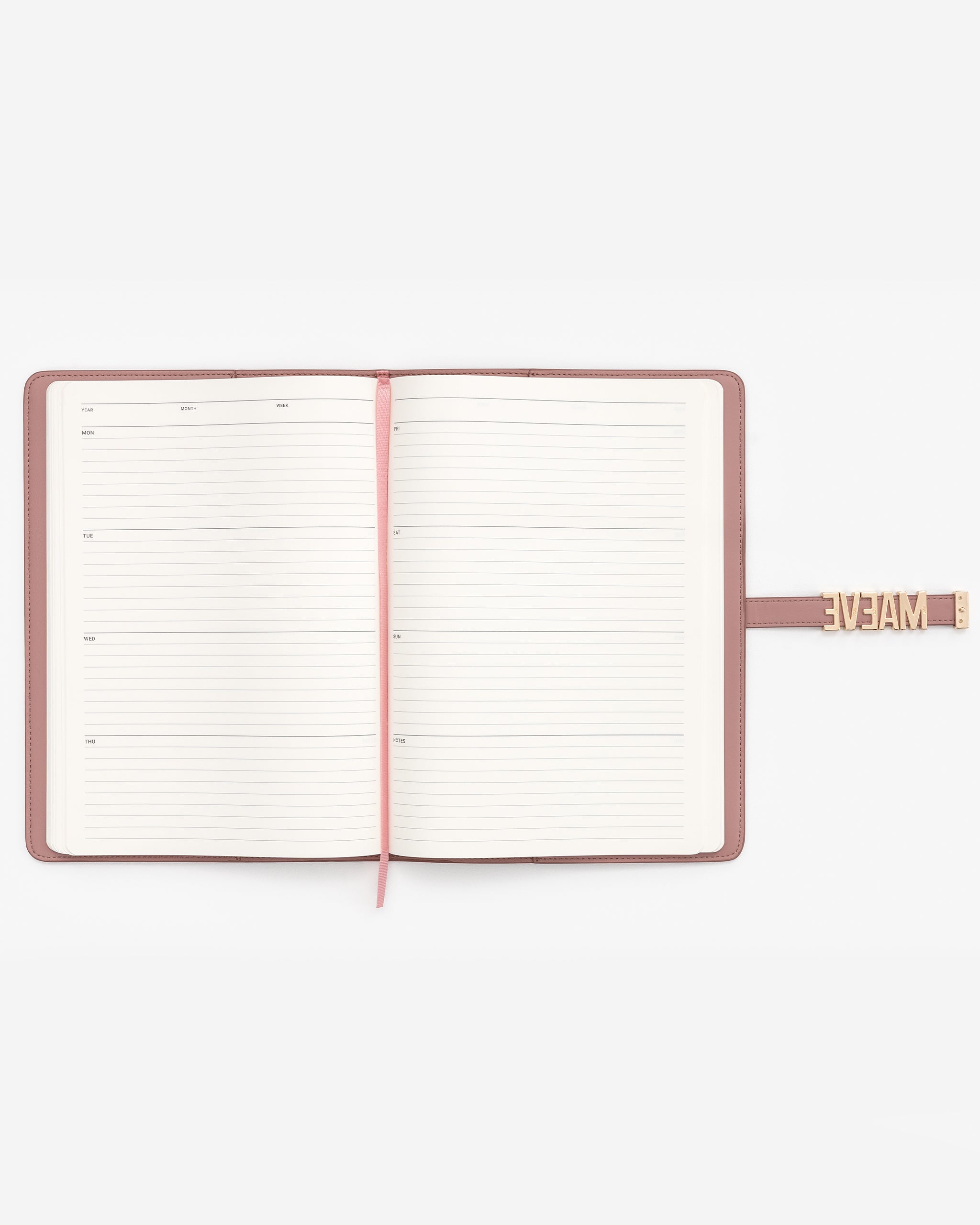 Open Blush A4 Notebook with lined pages on a white background.