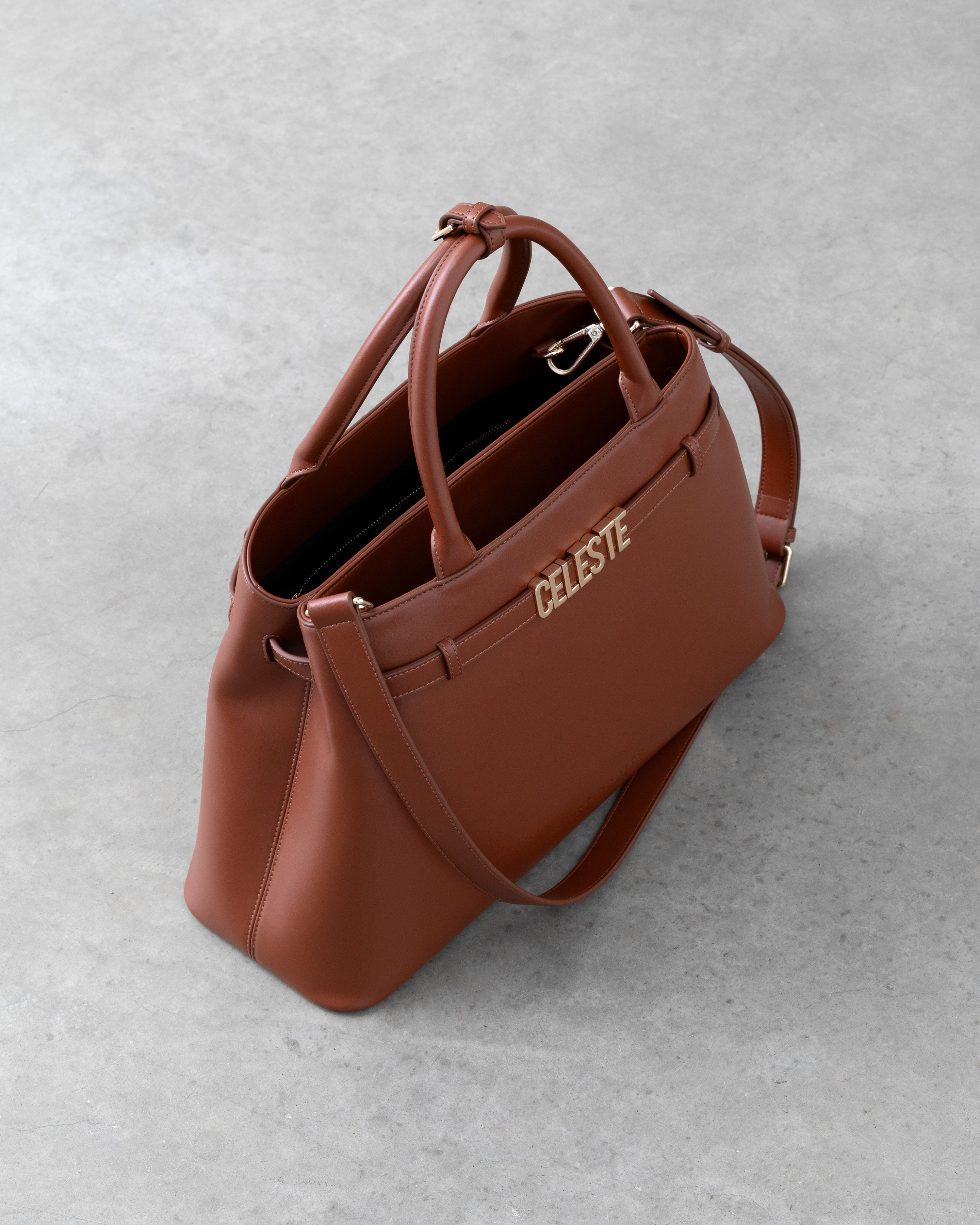 Belt Tote in Cognac with Personalised Hardware