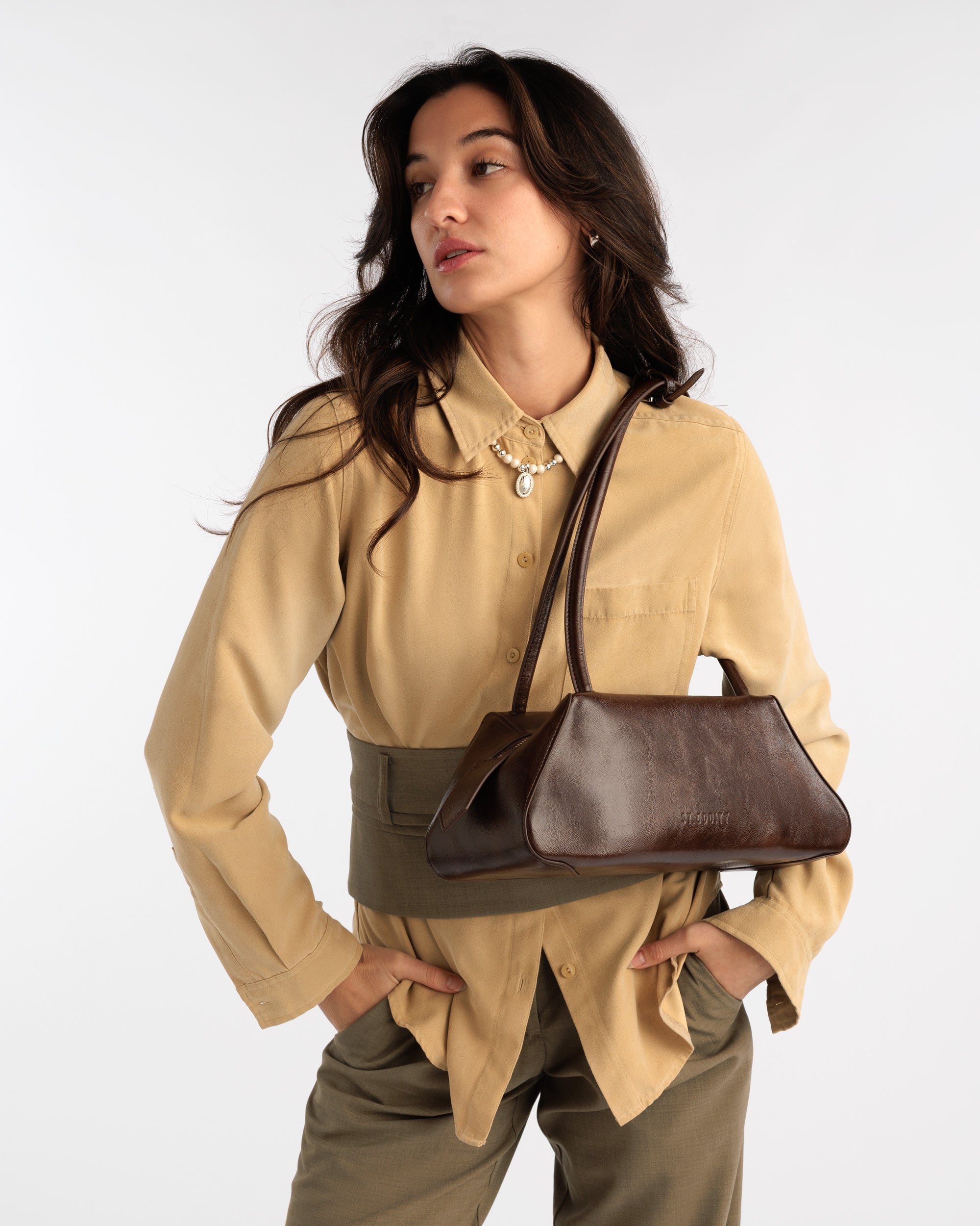 Bowler Bag in Brown Crinkle