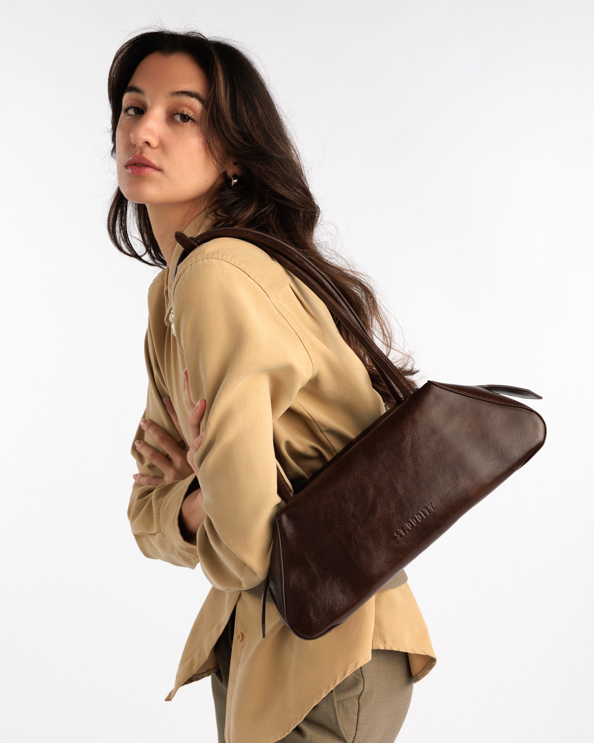 Bowler Bag in Brown Crinkle