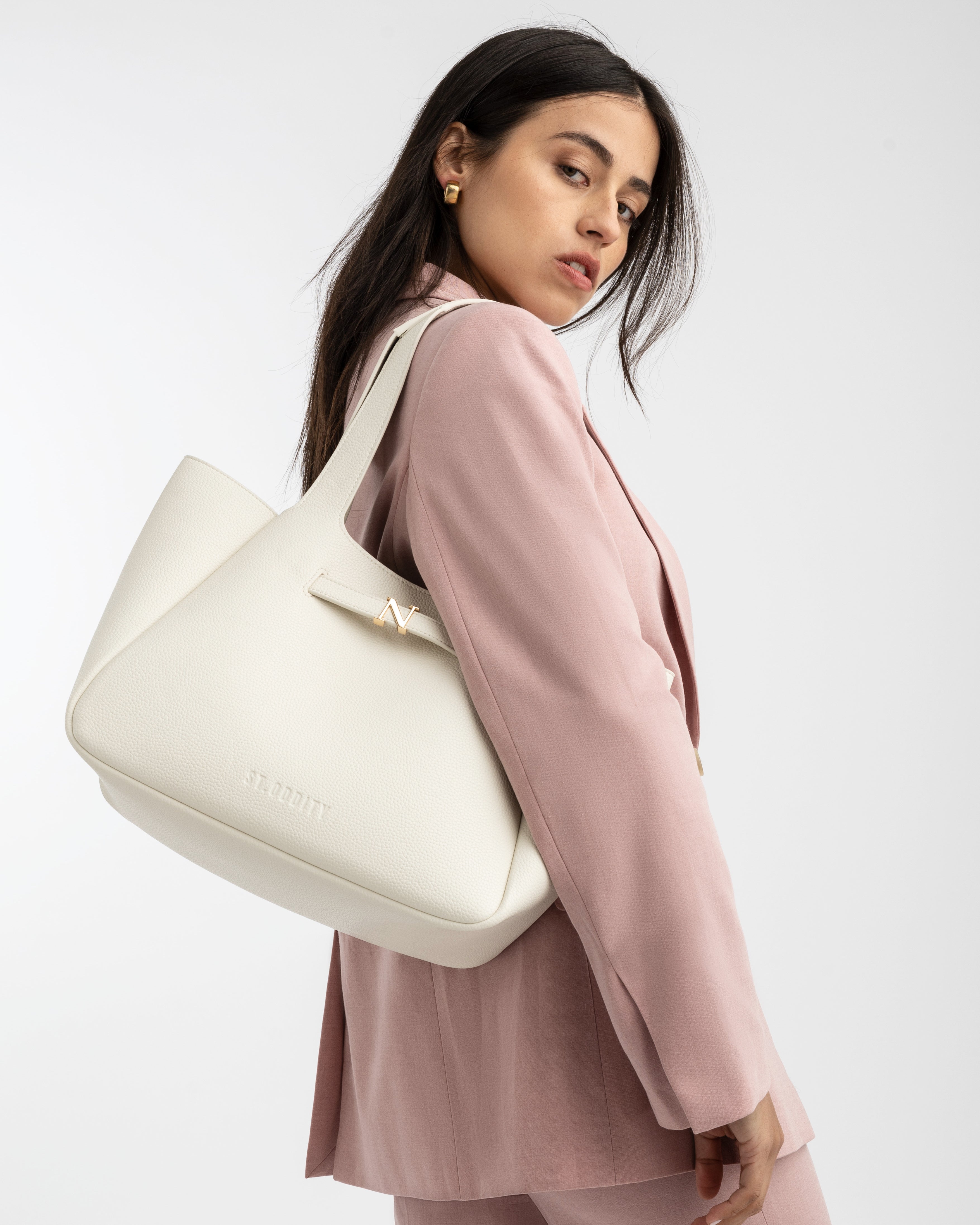 Casual Tote in Off White with Personalised Hardware