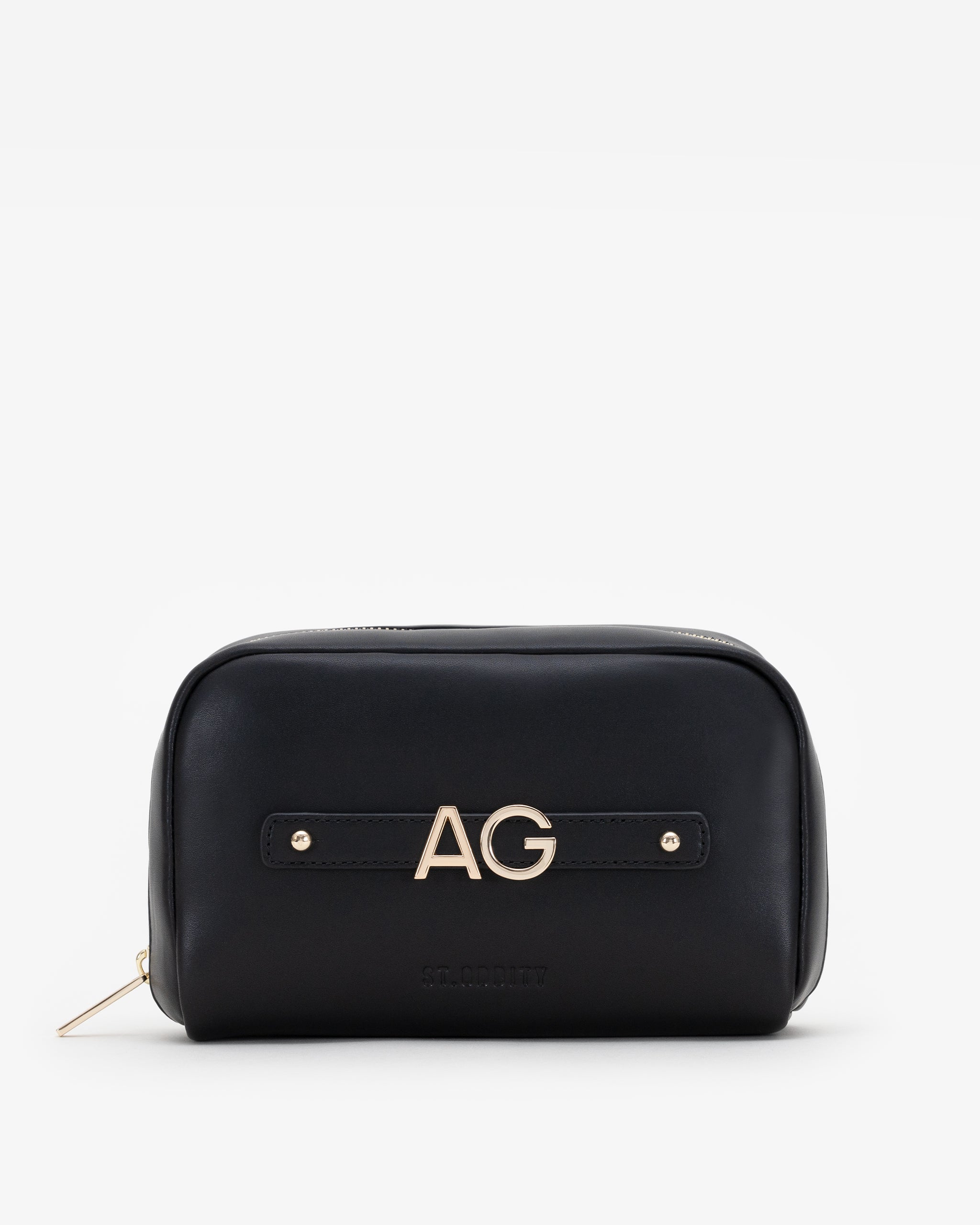 Pre-order (Late February): Cosmetic Pouch in Black/Gold with Personalised Hardware
