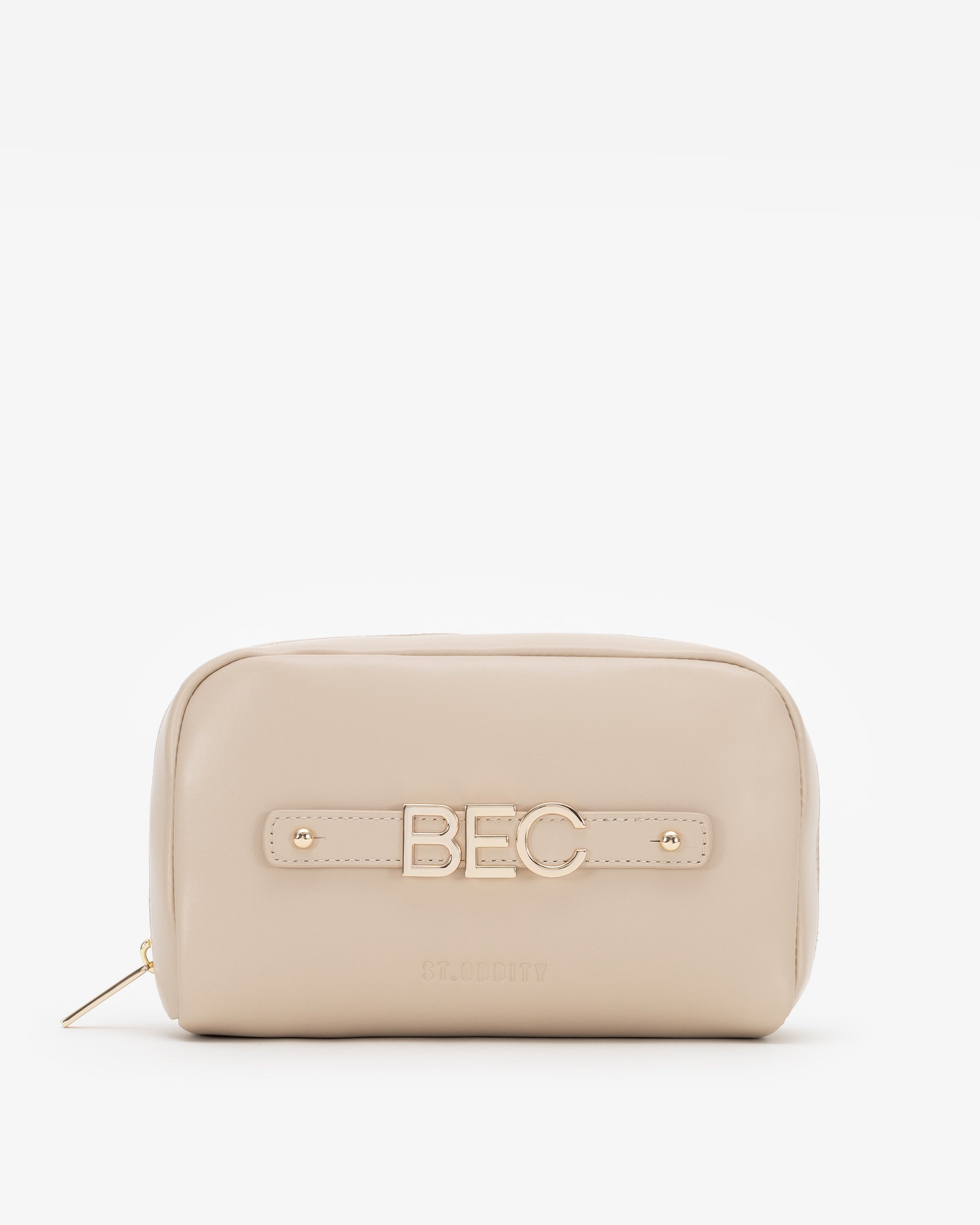 Pre-order (Mid-October): Cosmetic Pouch in Light Sand with Personalised Hardware