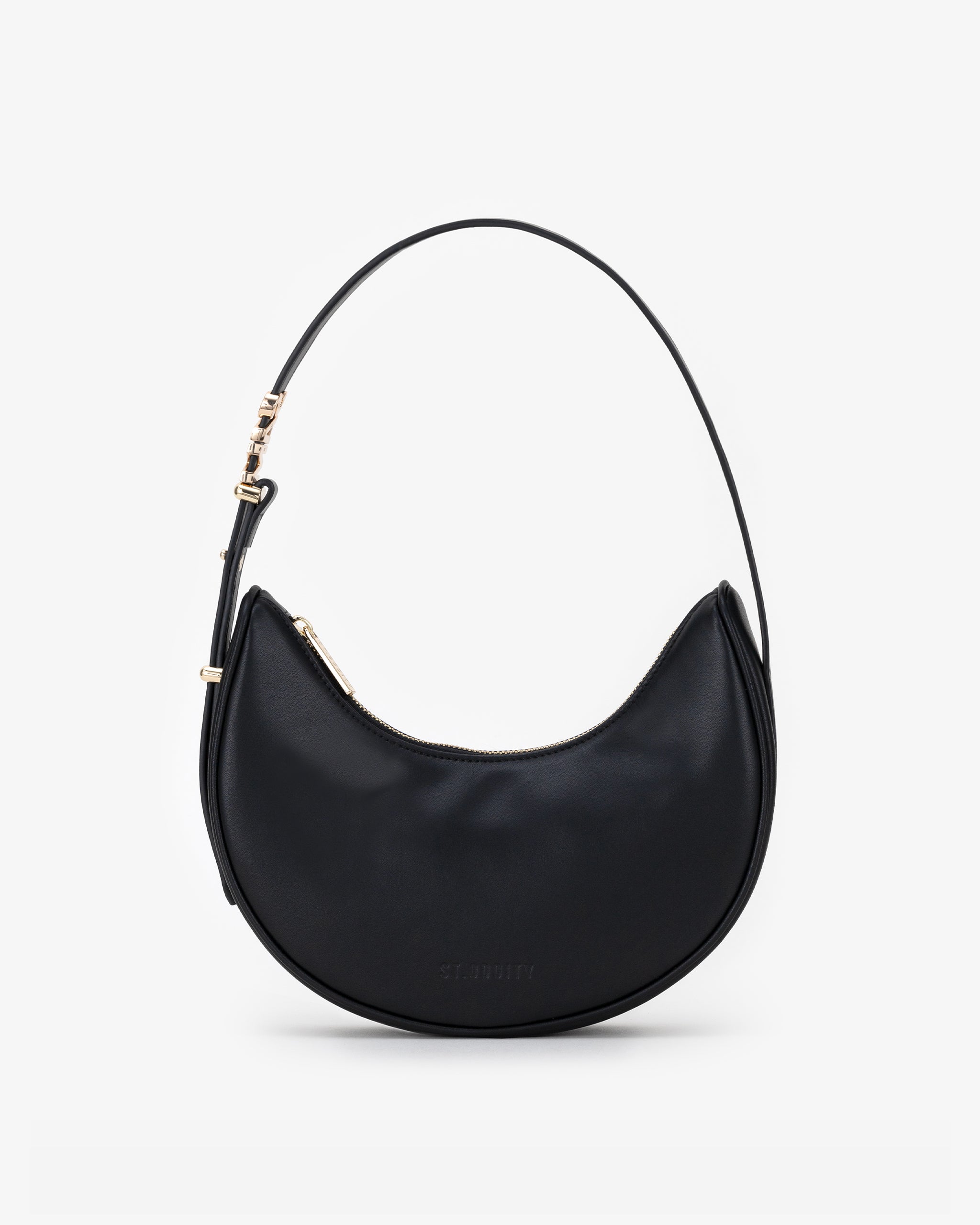 Crescent Shoulder Bag in Black/Gold with Personalised Hardware