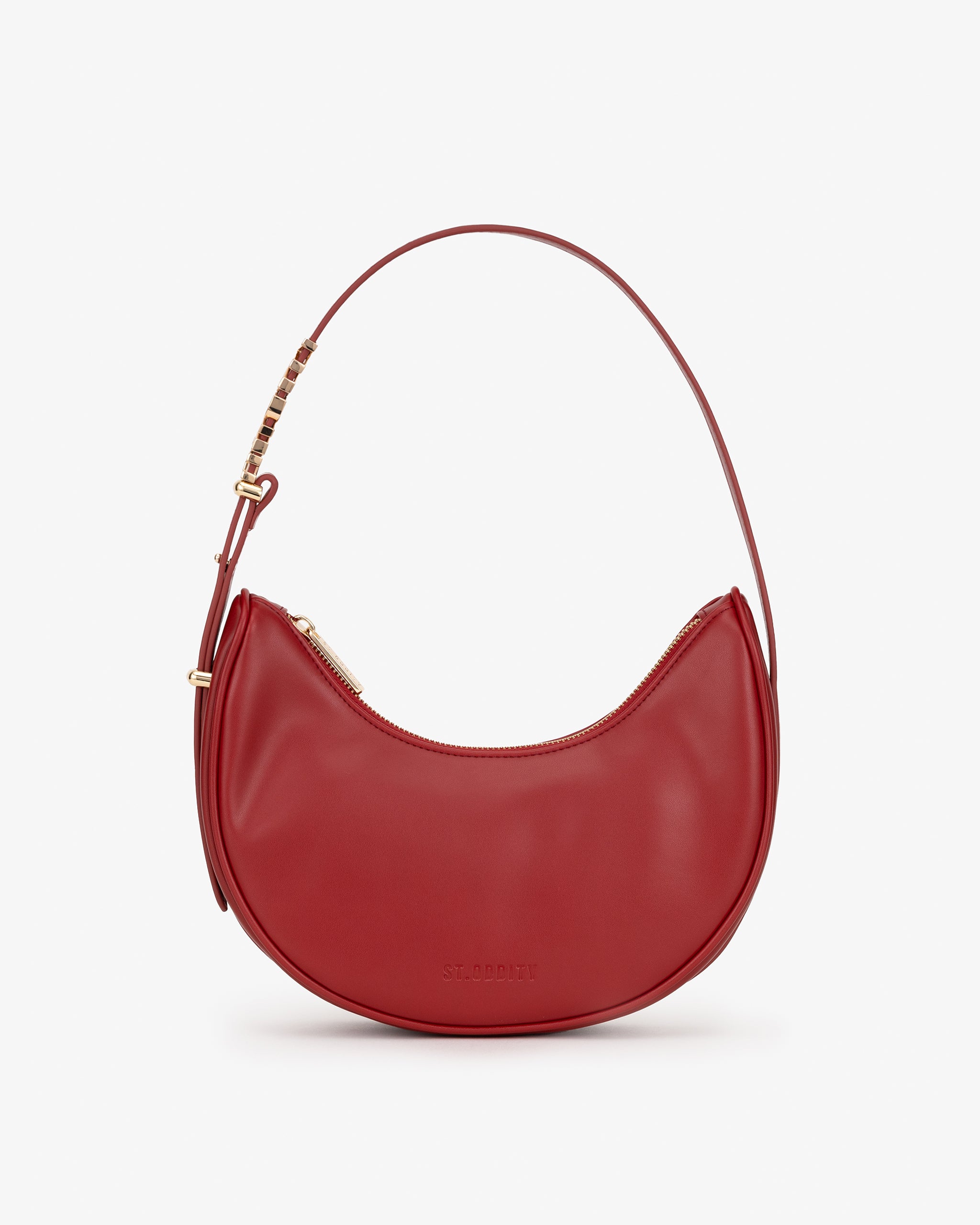 Pre-order (Late November): Crescent Shoulder Bag in Cherry Red with Personalised Hardware
