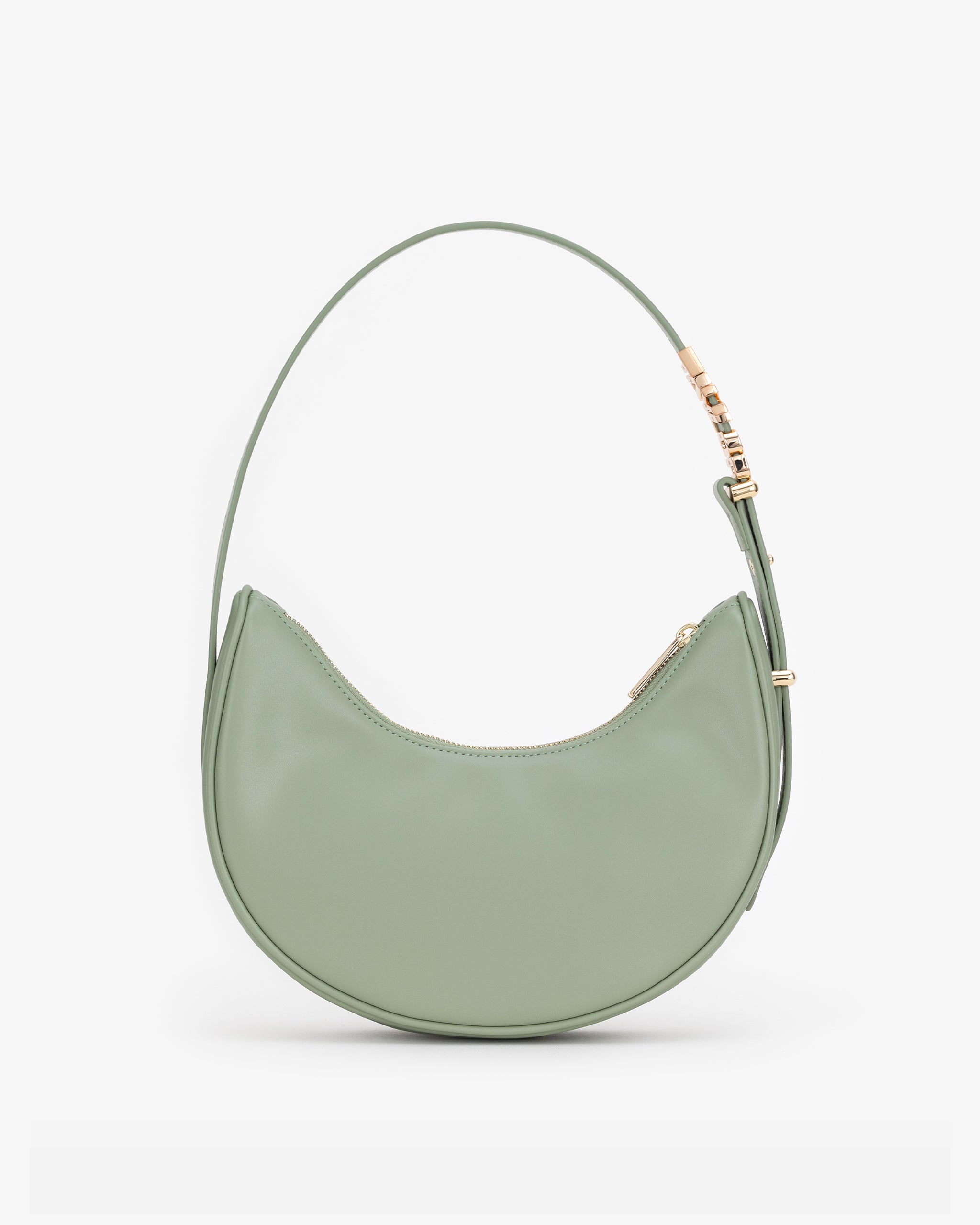 Crescent Shoulder Bag in Sage with Personalised Hardware