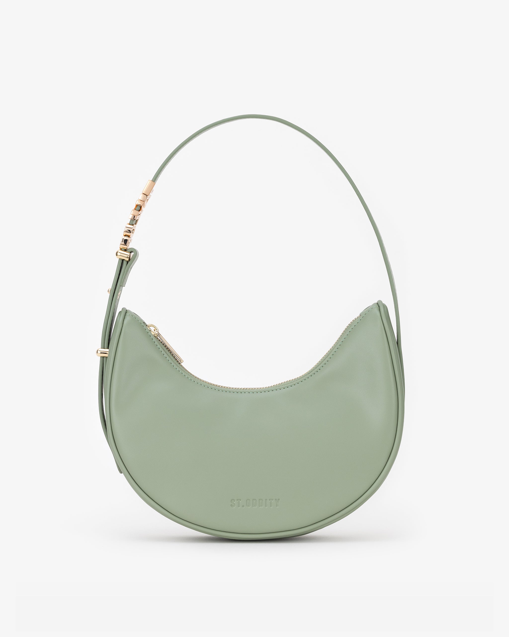 Crescent Shoulder Bag in Sage with Personalised Hardware
