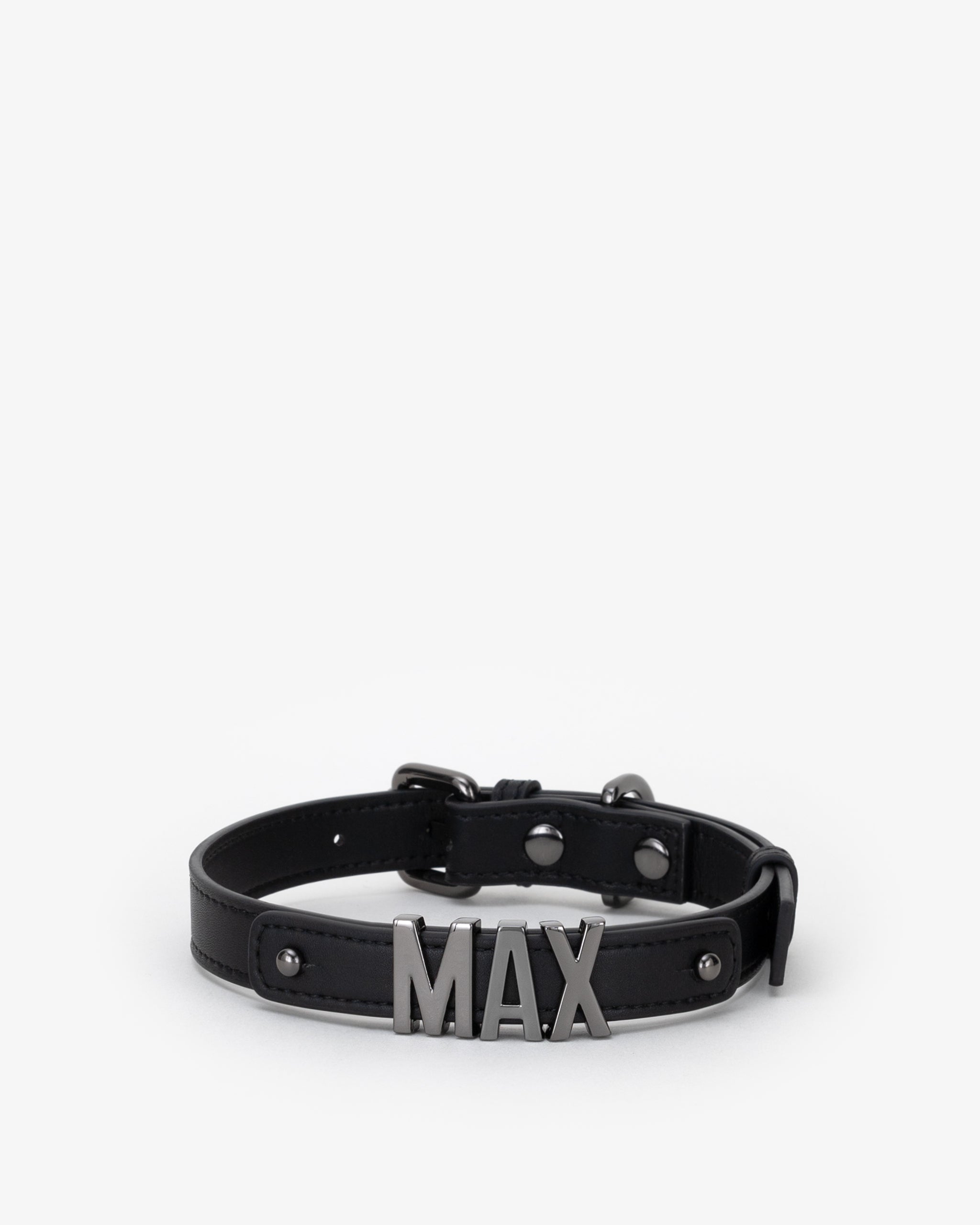 Dog Collar in Black/Gunmetal with Personalised Hardware