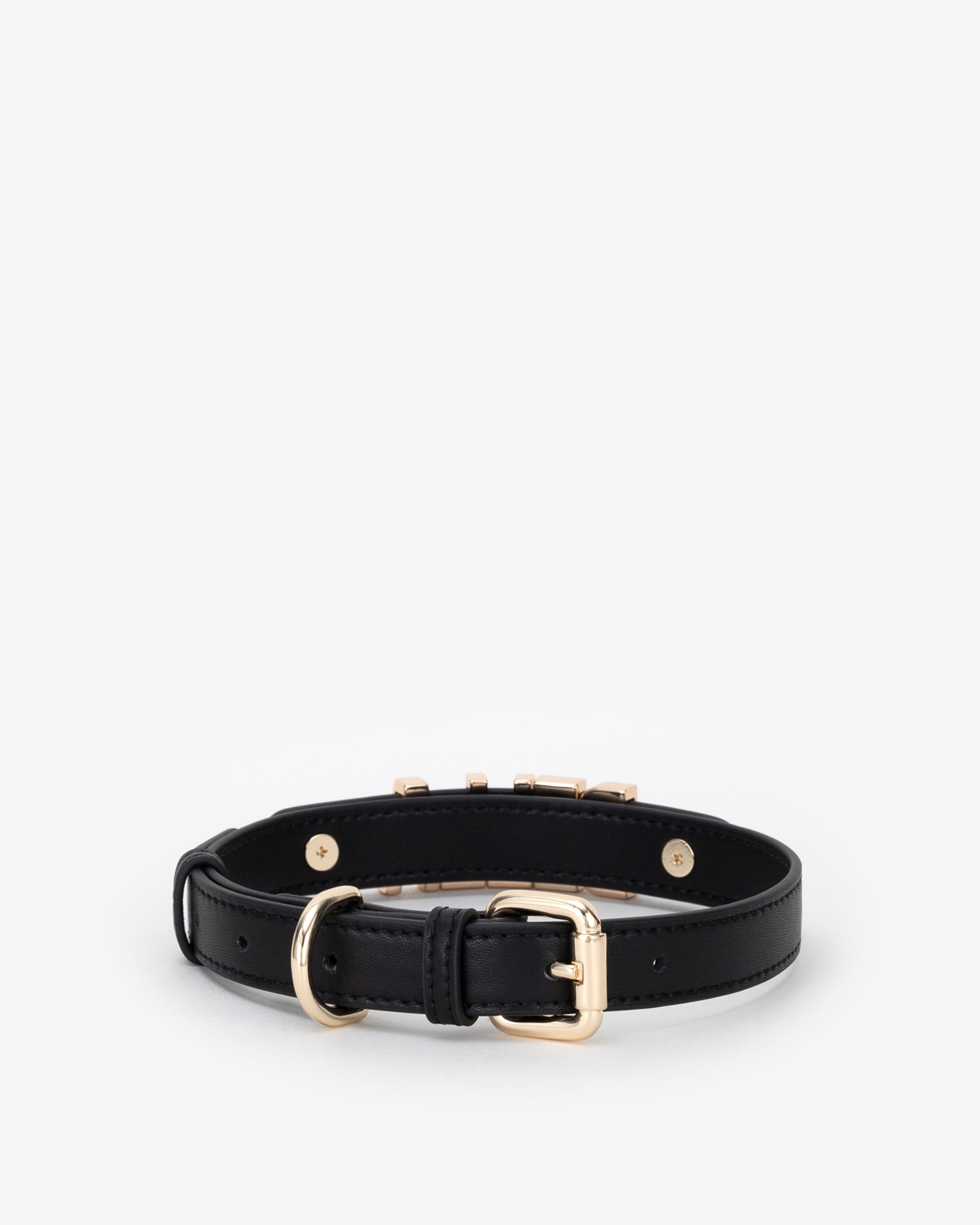Dog Collar in Black/Gold with Personalised Hardware