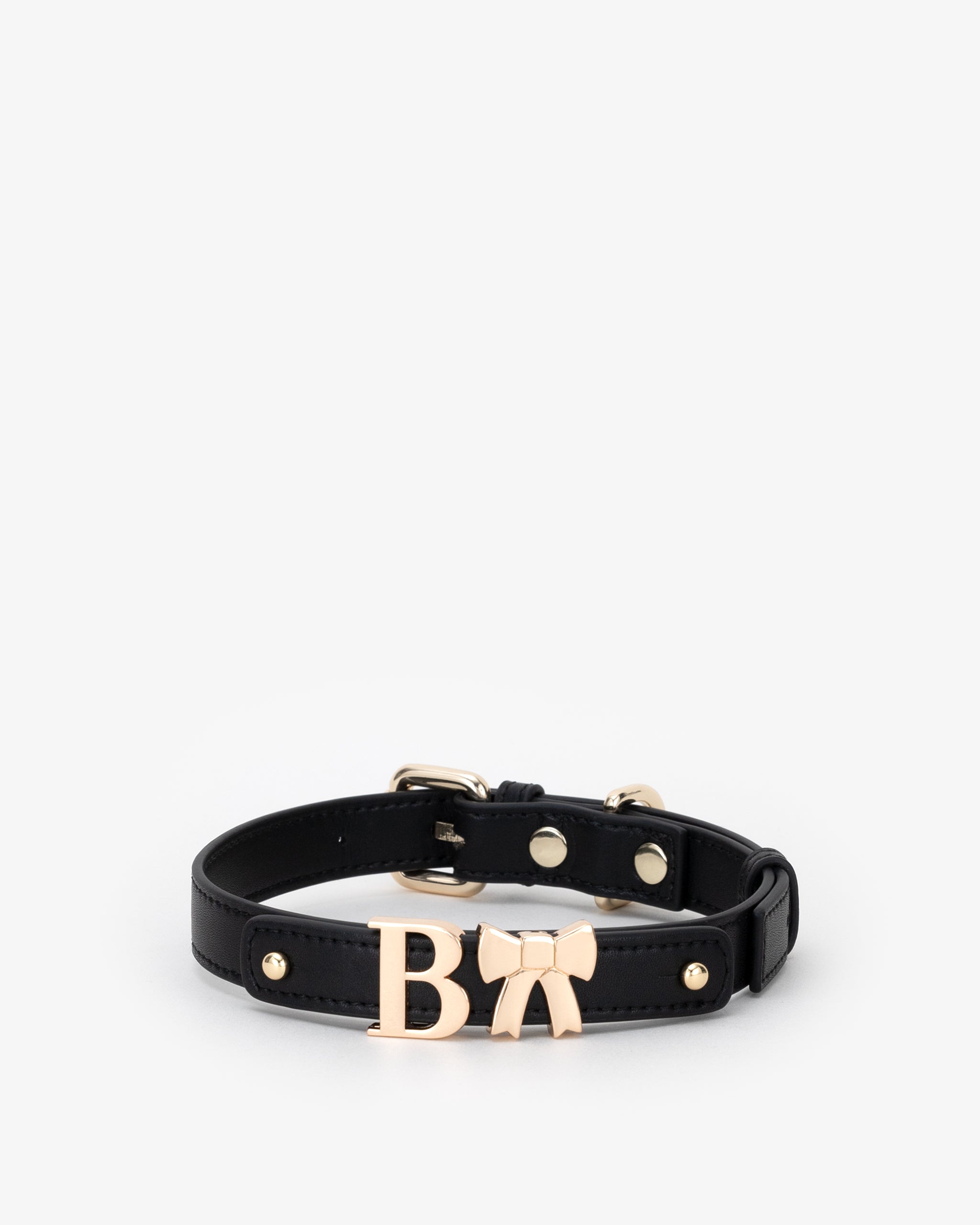 Dog Collar in Black/Gold with Personalised Hardware