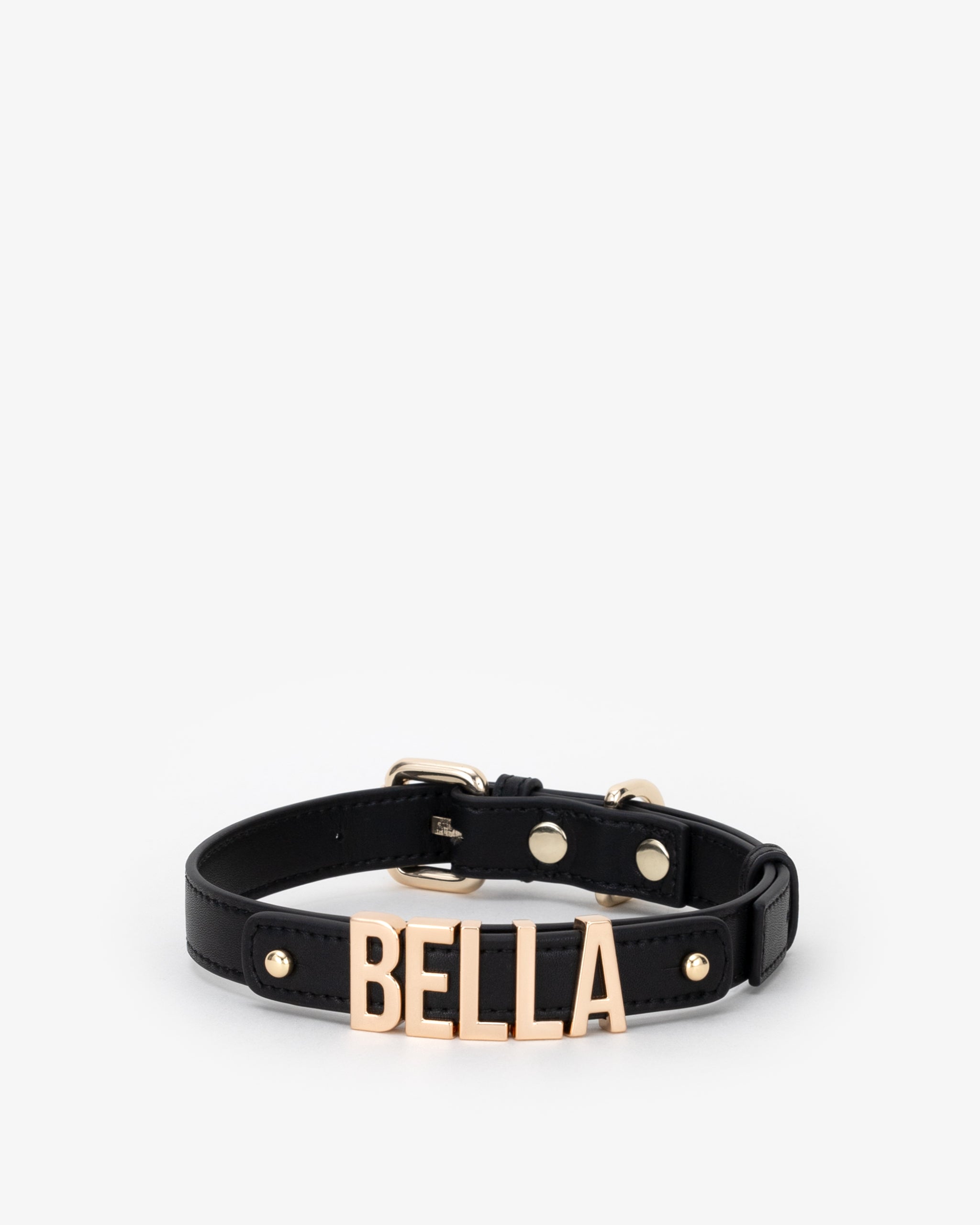 Dog Collar in Black/Gold with Personalised Hardware