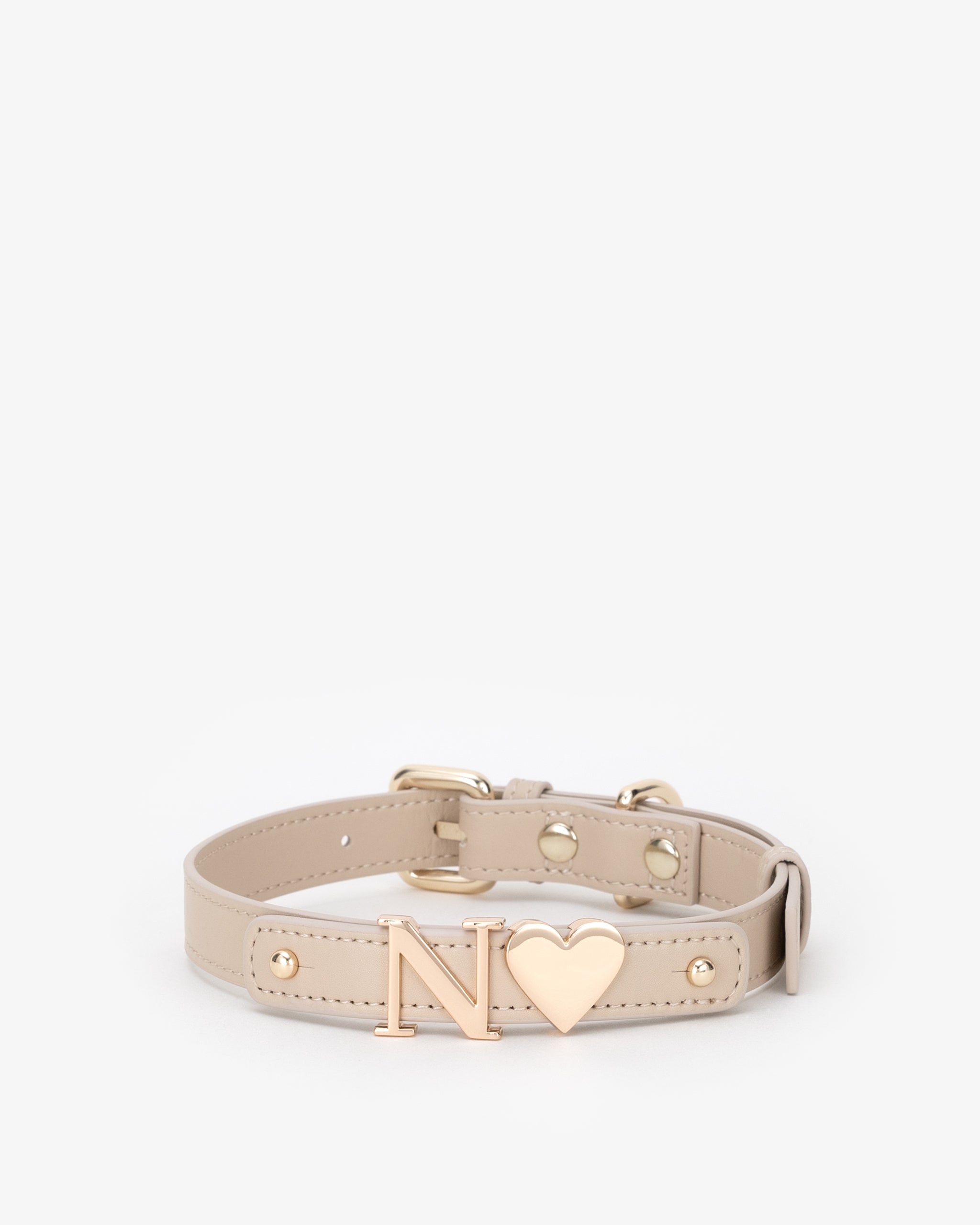 Dog Collar in Light Sand with Personalised Hardware
