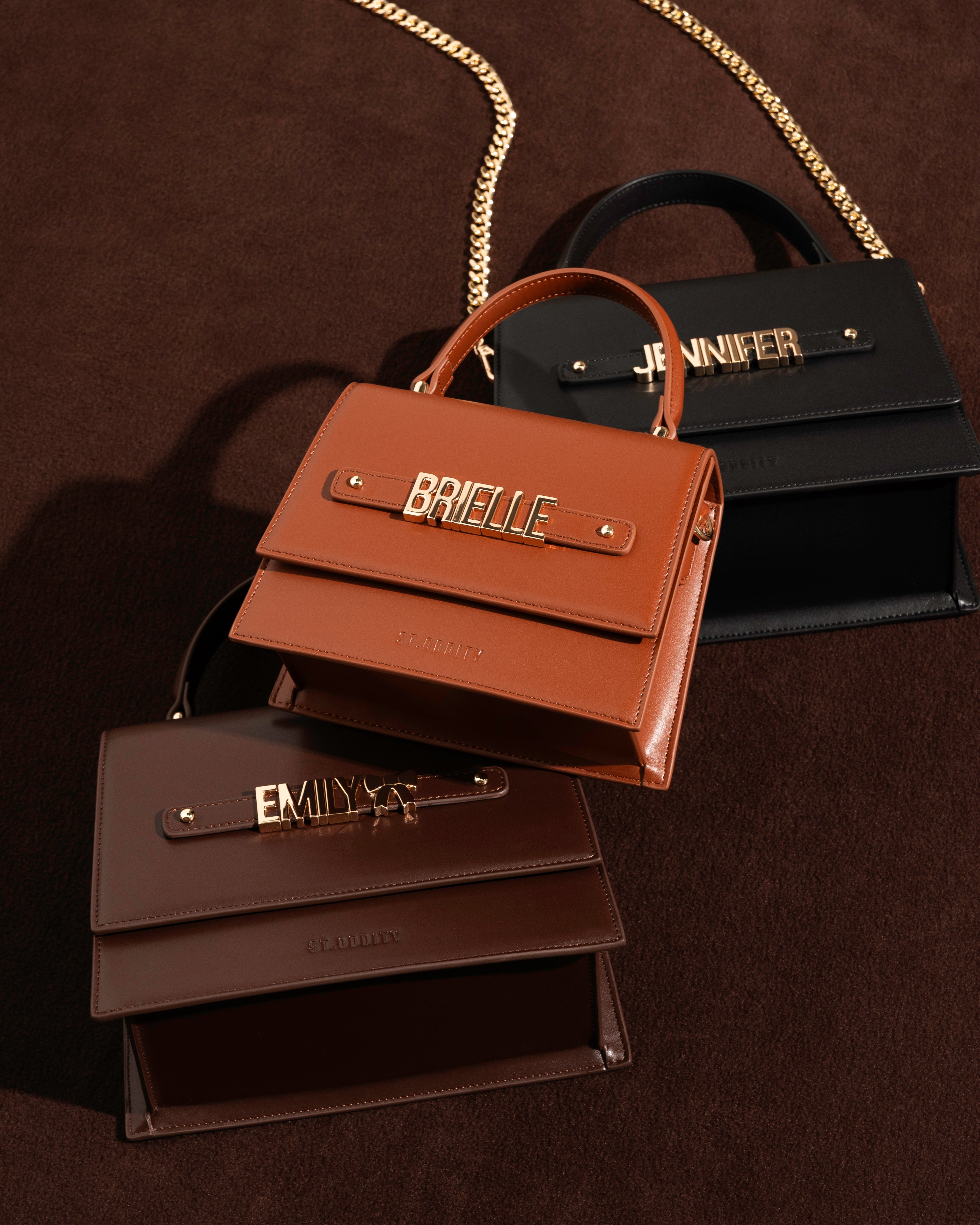 Evening Bag in Cognac with Personalised Hardware