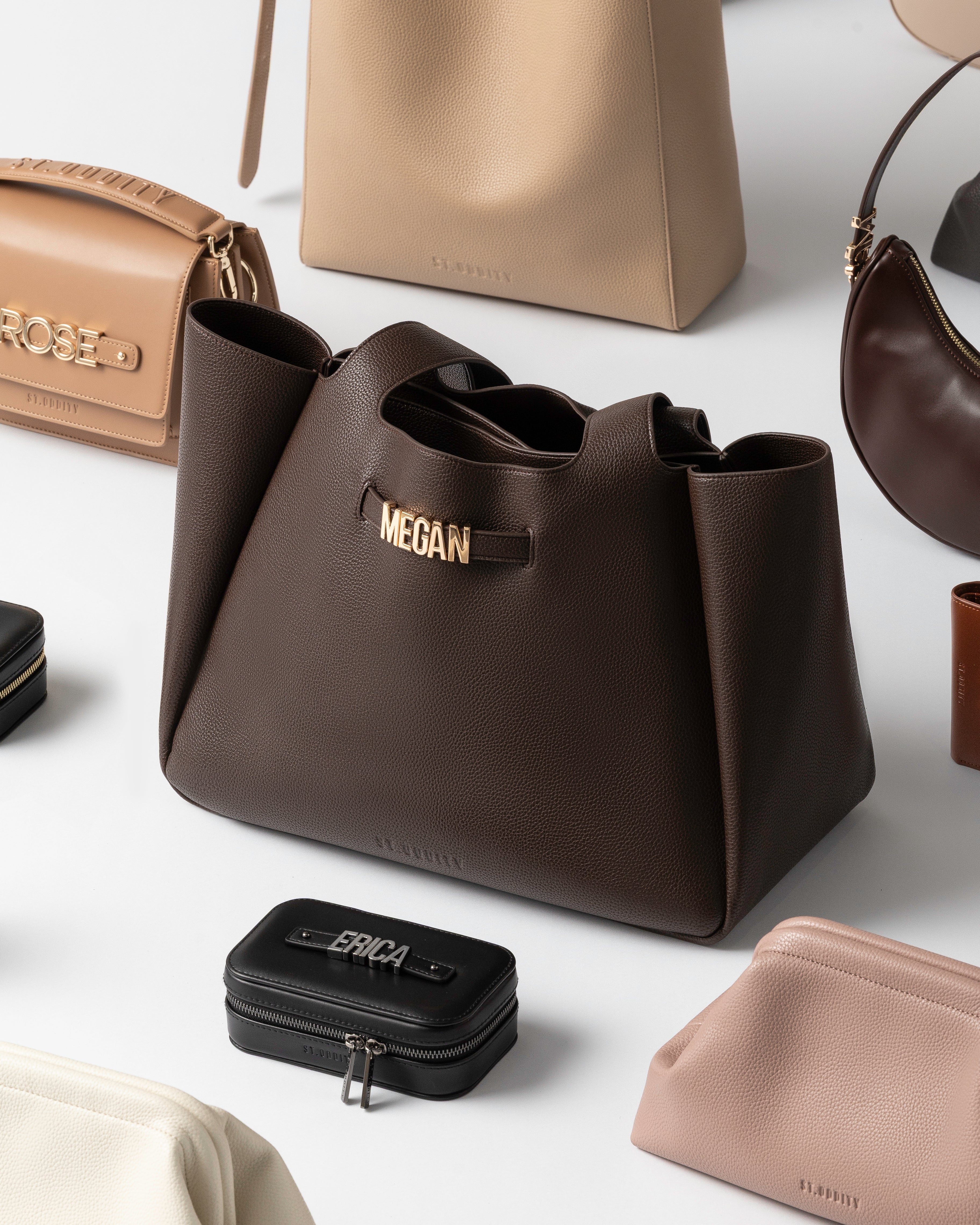 XL Casual Tote in Espresso with Personalised Hardware
