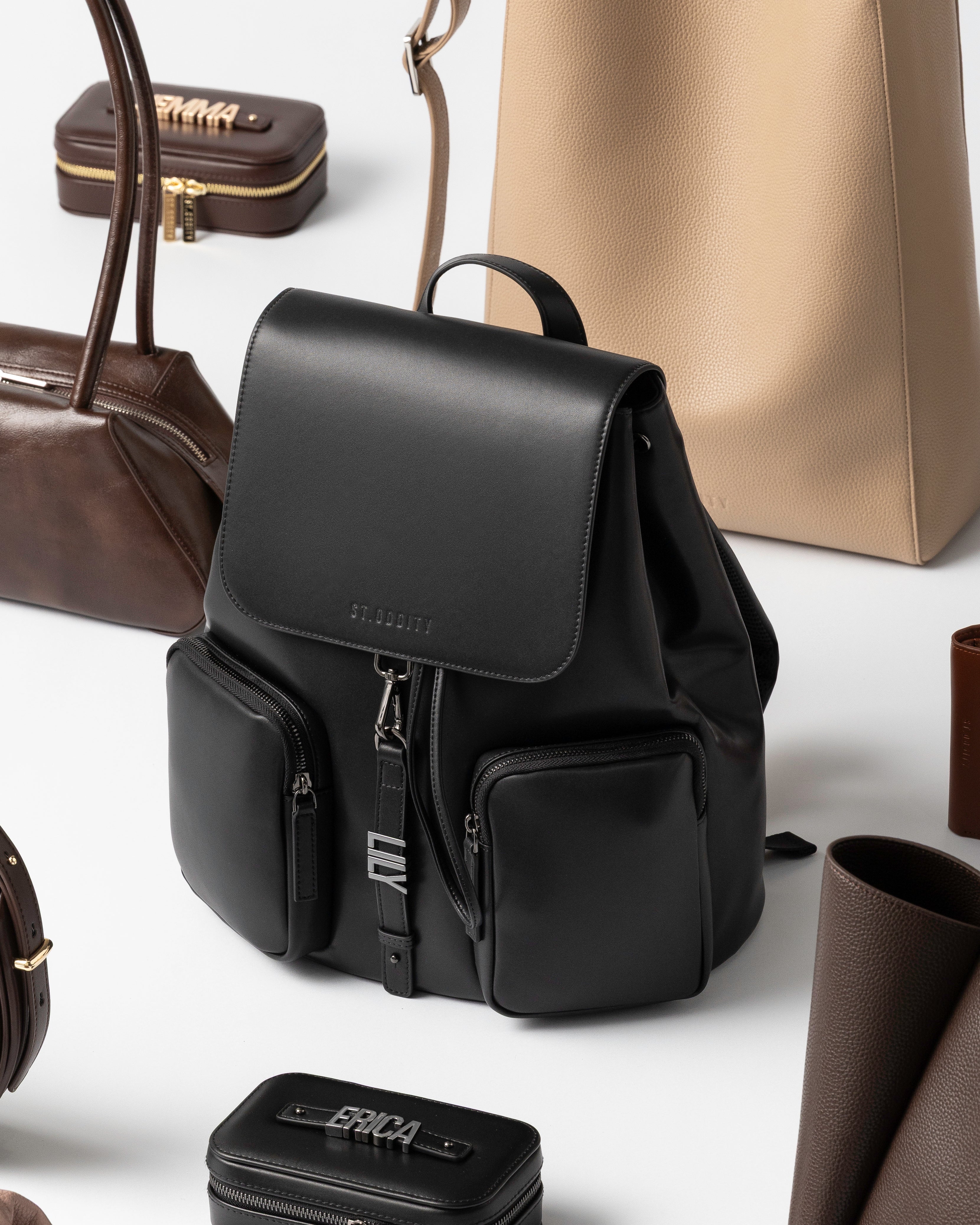 Backpack in Black/Gunmetal with Personalised Hardware