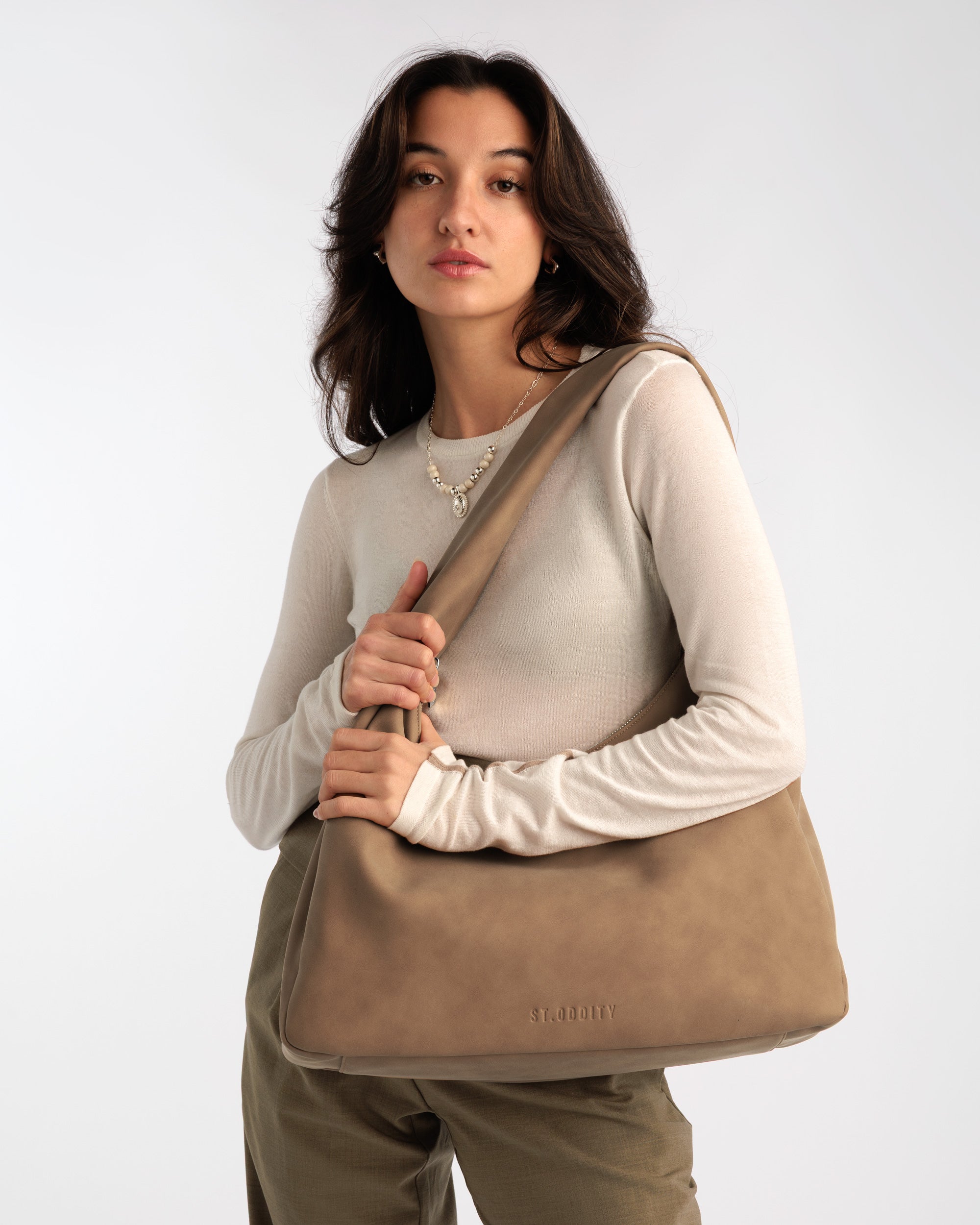 Hobo Bag in Walnut Faux Suede