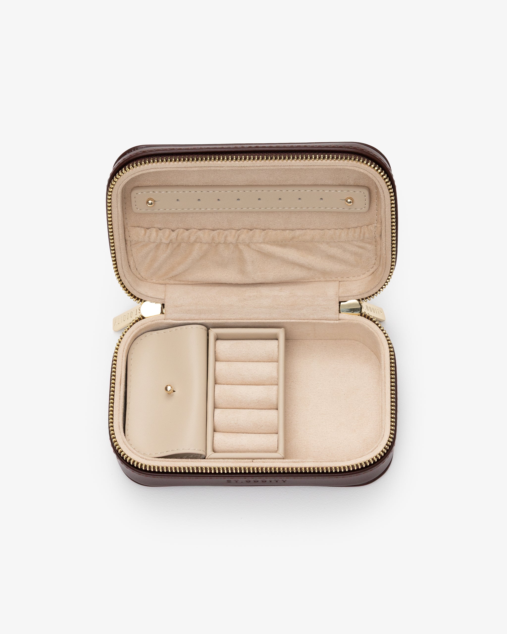 Jewellery Case in Brown with Personalised Hardware