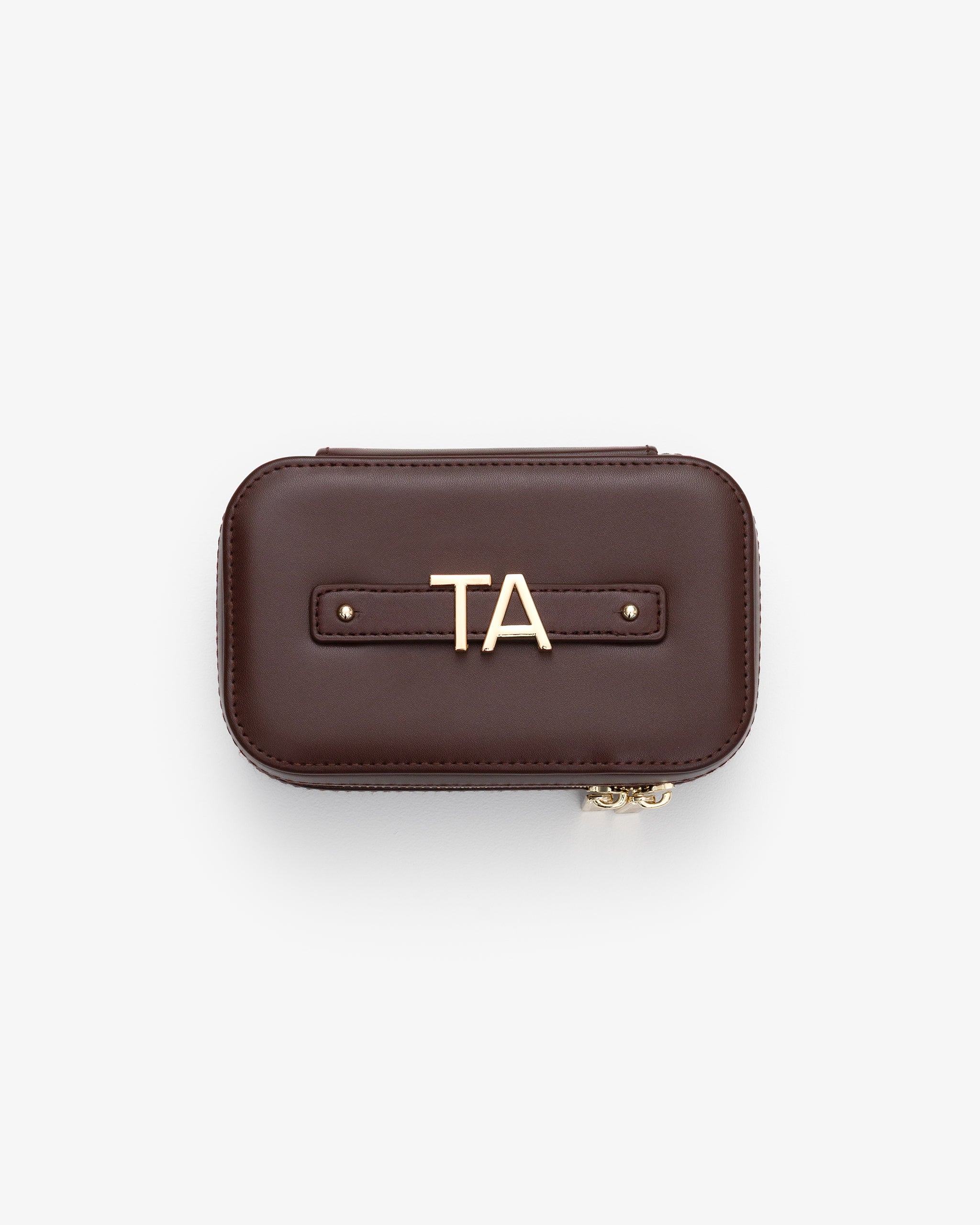 Jewellery Case in Brown with Personalised Hardware