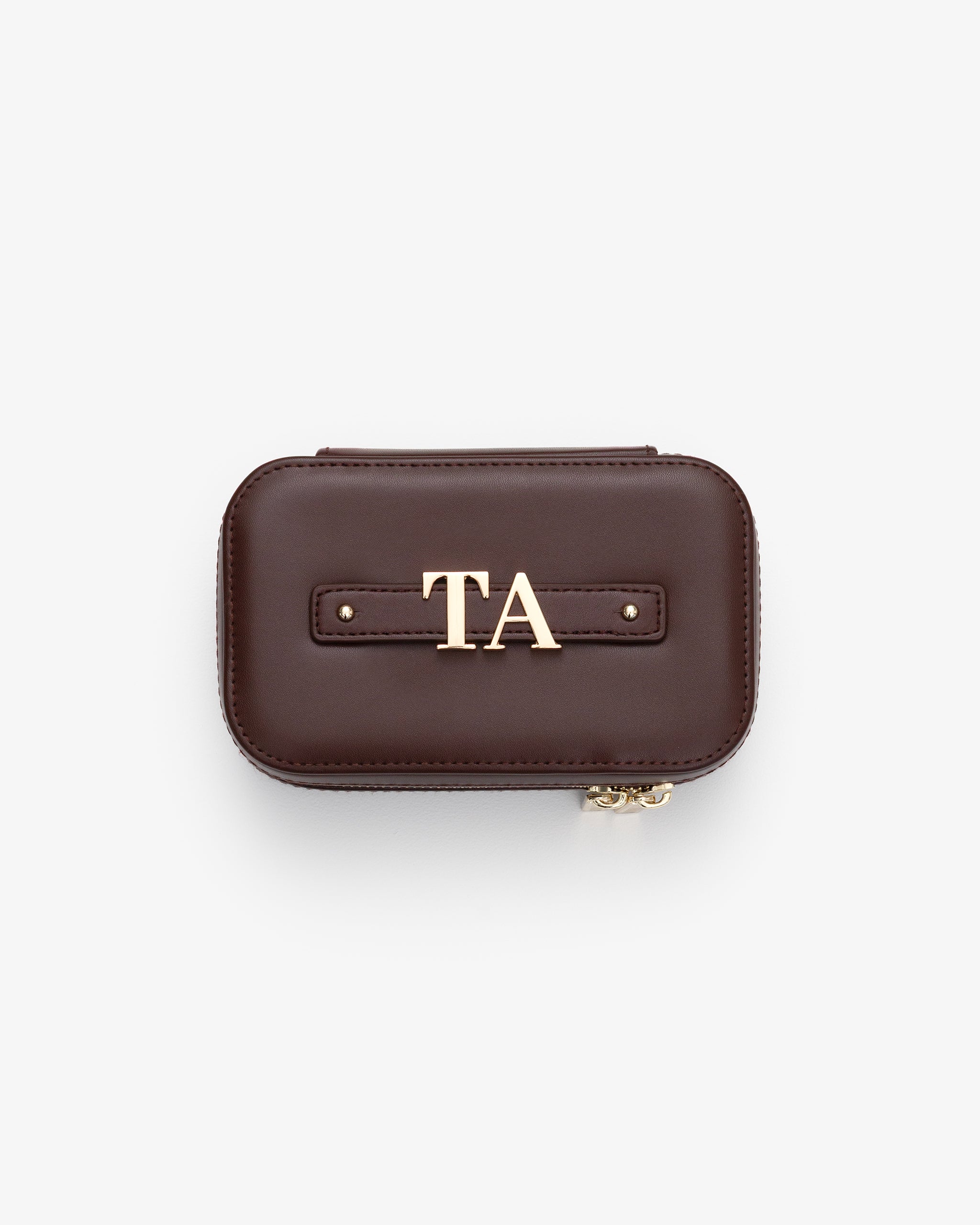 Jewellery Case in Brown with Personalised Hardware