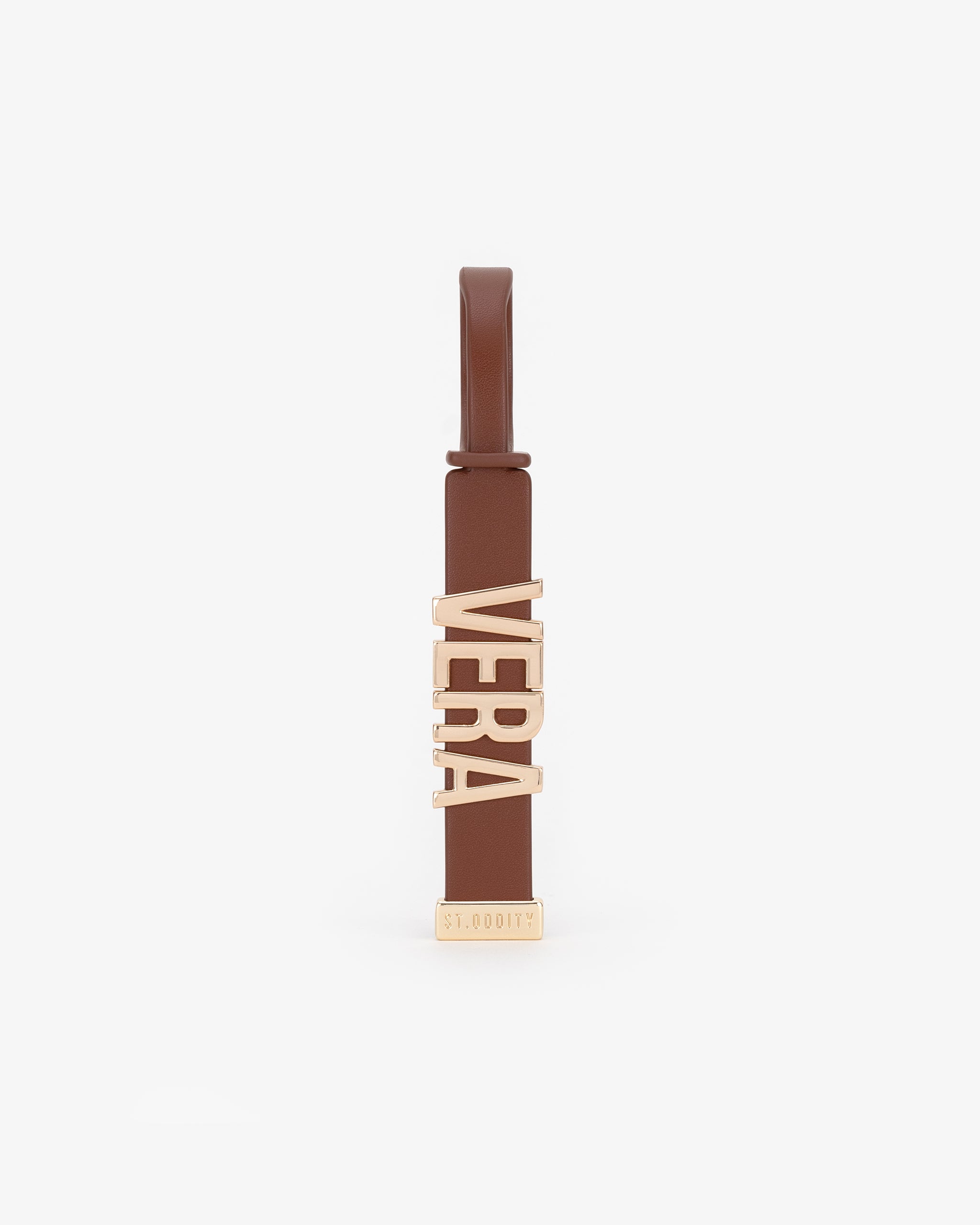 Luggage Tag in Cognac with Personalised Hardware