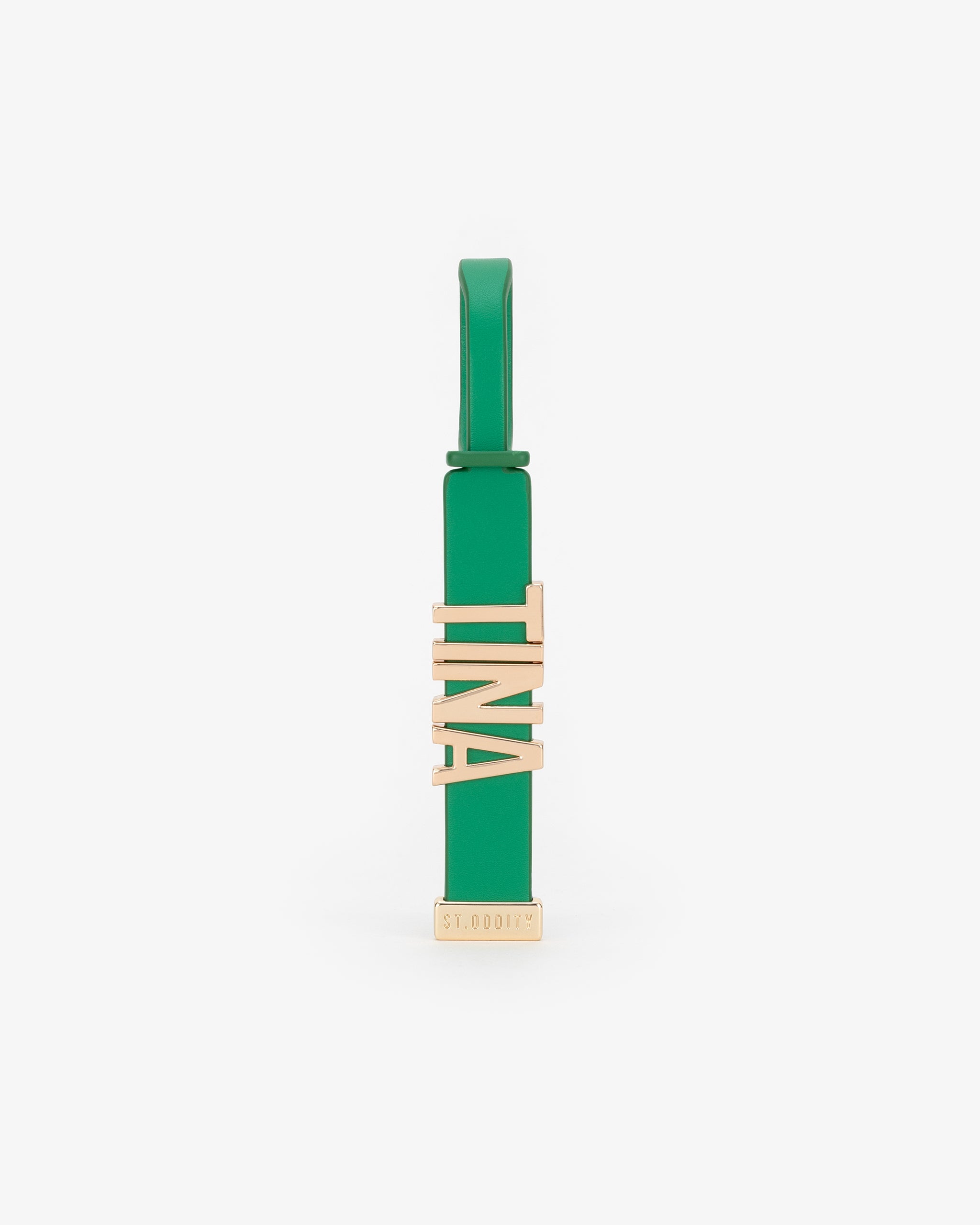 Luggage Tag in Grass Green with Personalised Hardware