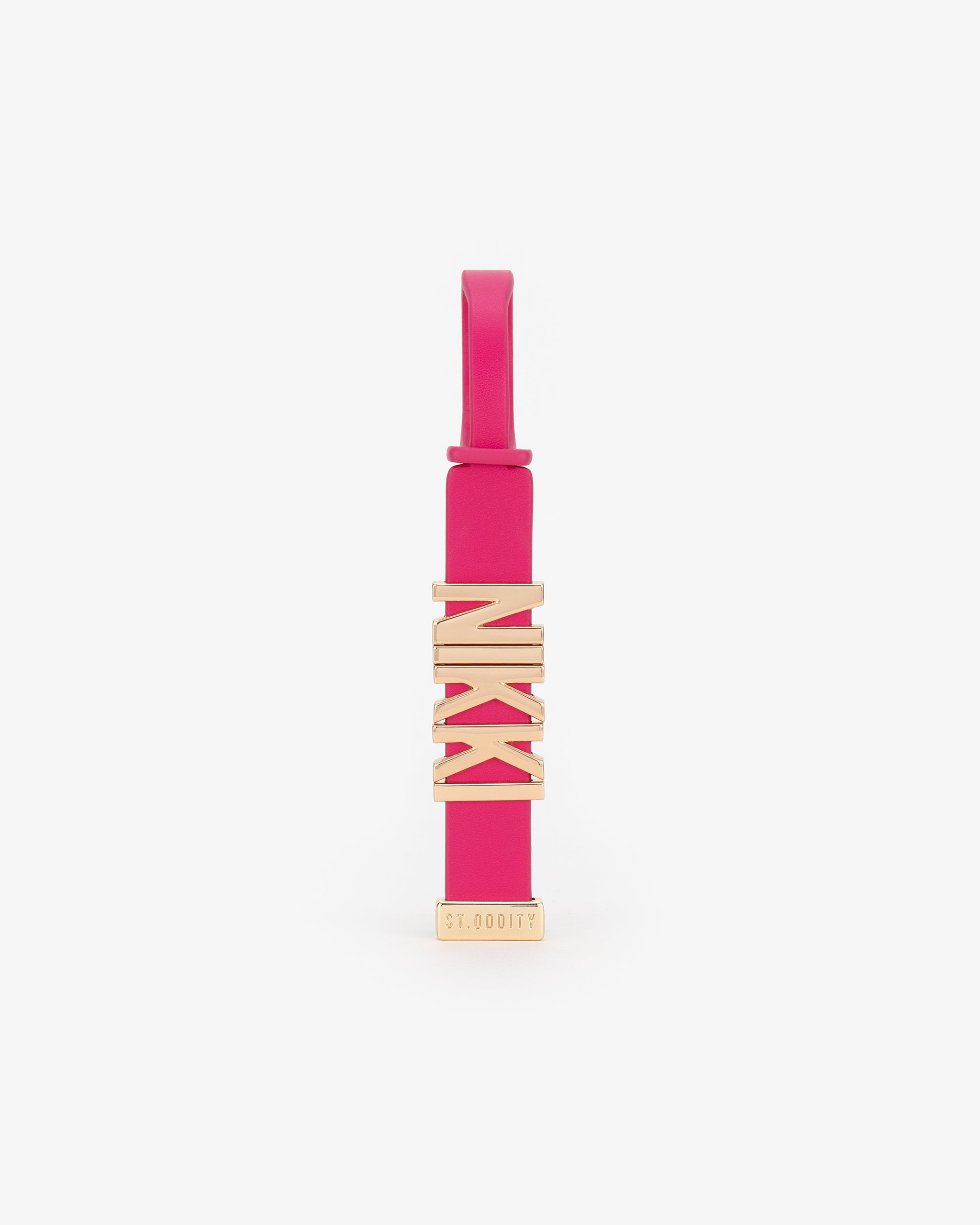 Luggage Tag in Hot Pink with Personalised Hardware