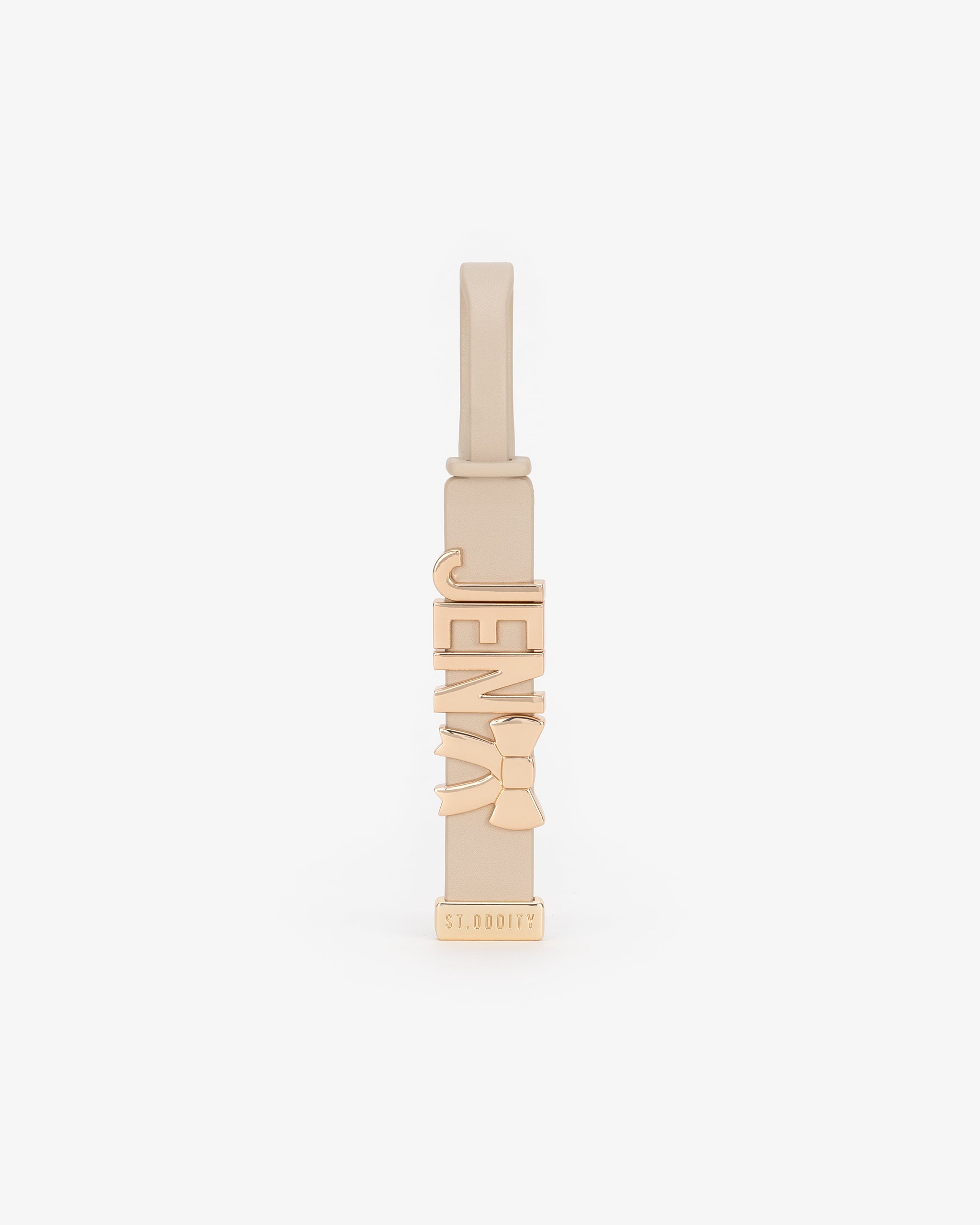 Luggage Tag in Light Sand with Personalised Hardware