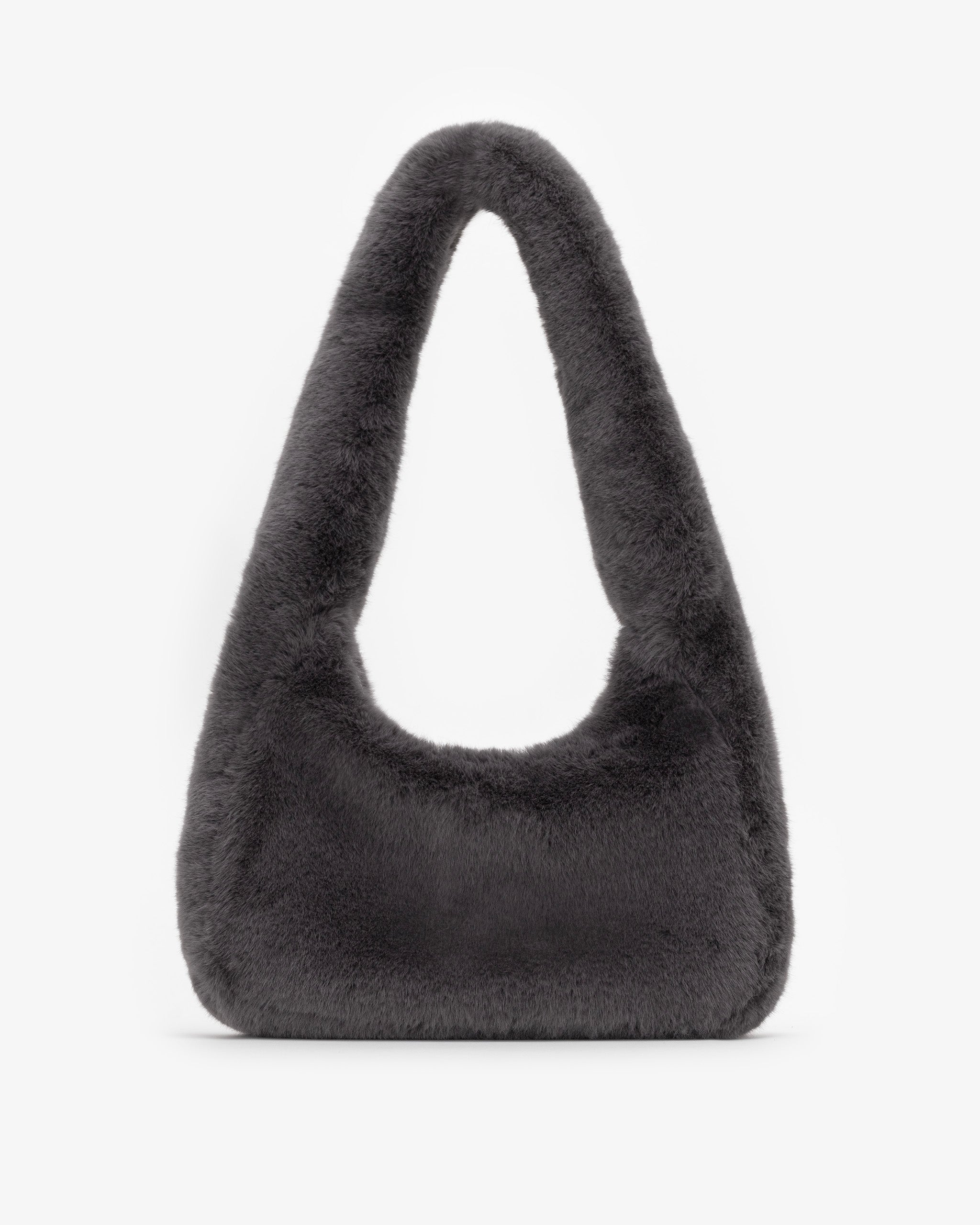 Soft Shoulder Bag in Graphite Grey Fur