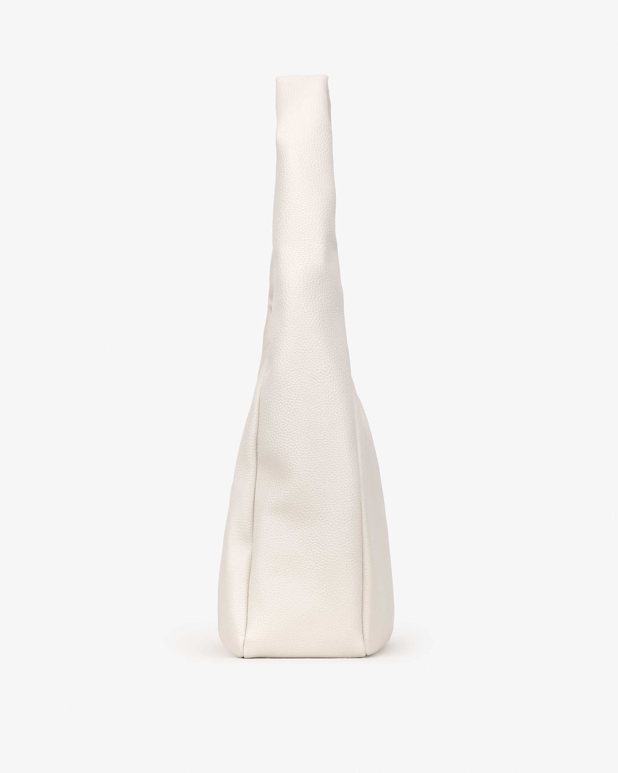 Side view of Off White Hobo Bag on a white background