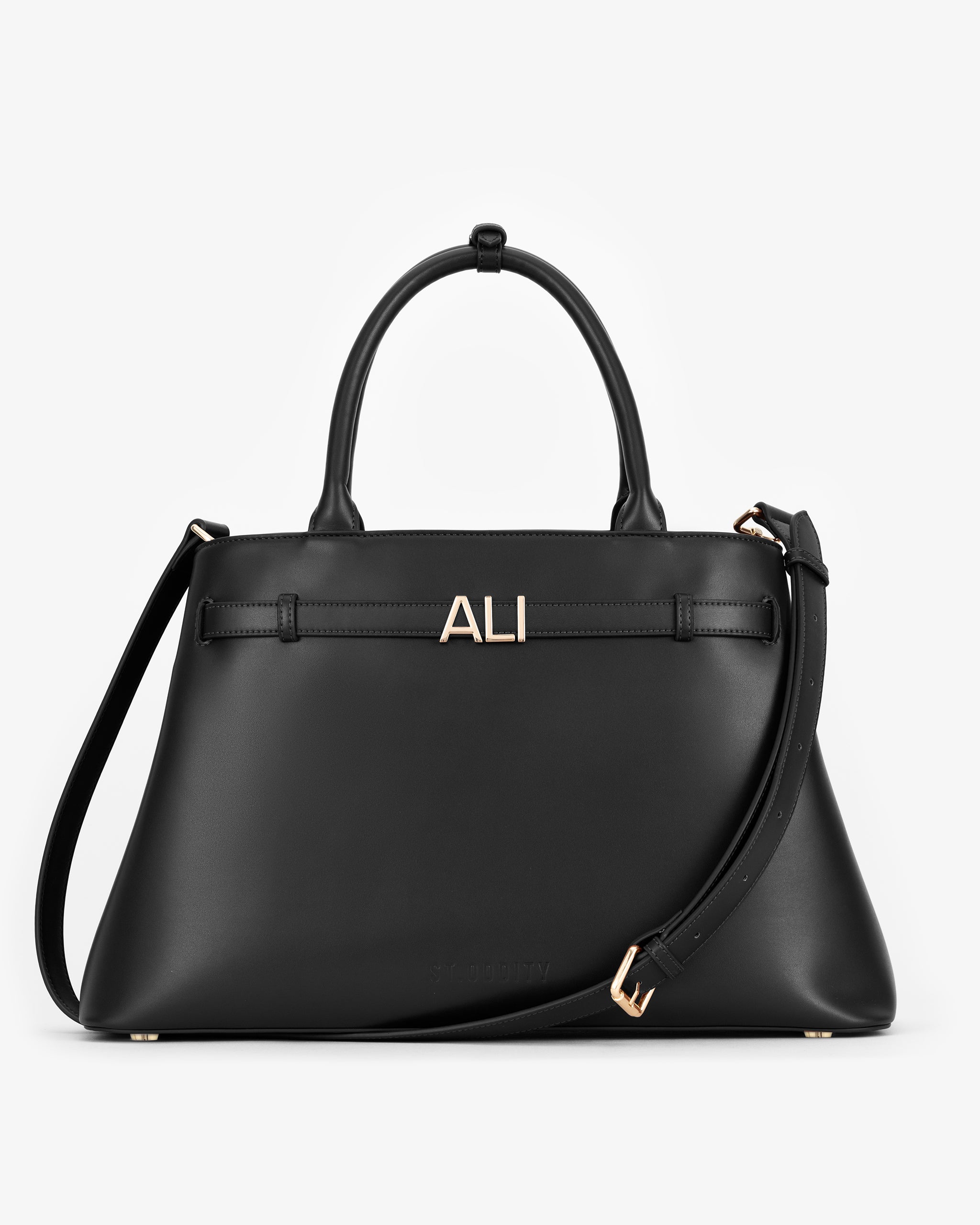 Belt Tote in Black/Gold with Personalised Hardware