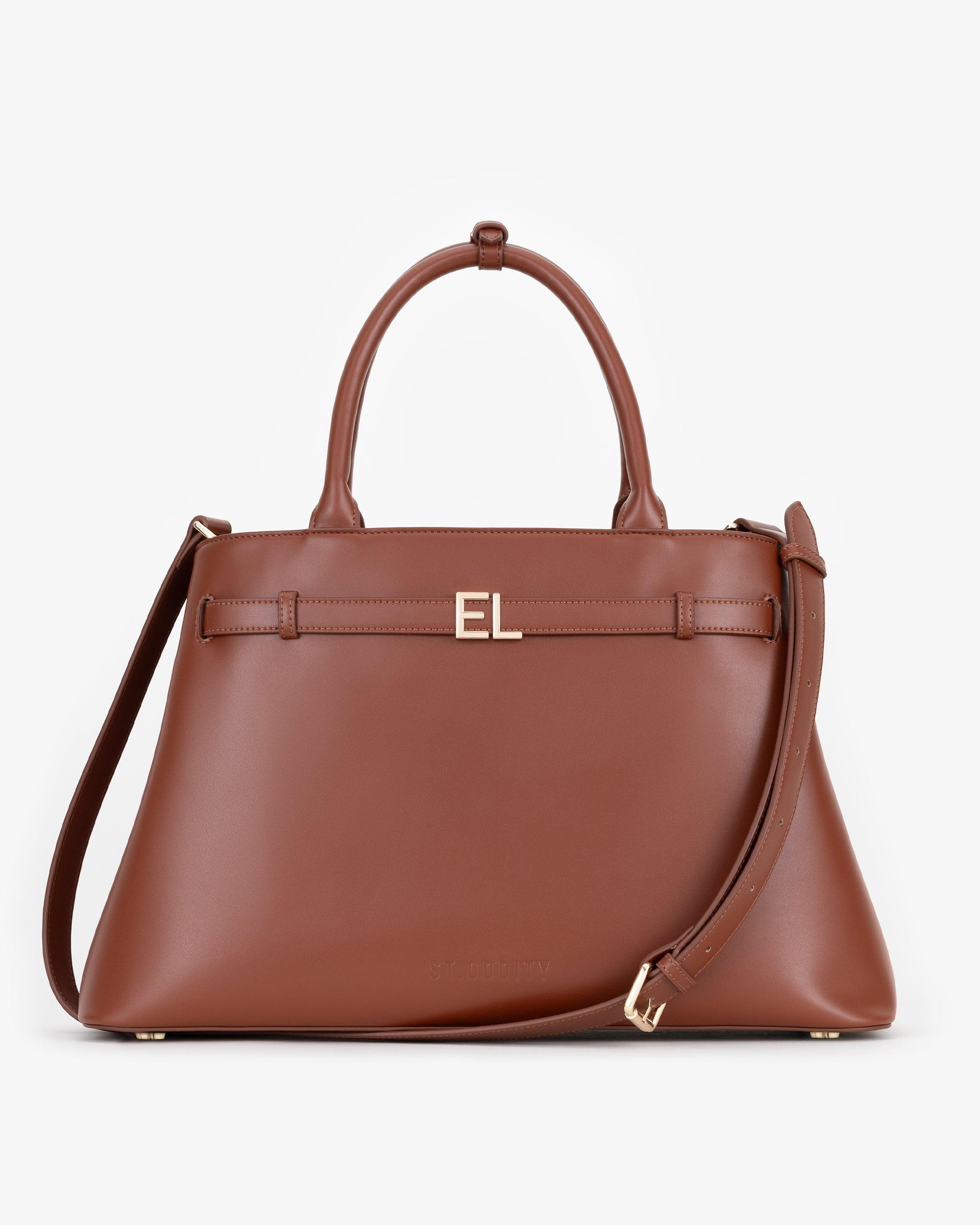 Belt Tote in Cognac with Personalised Hardware