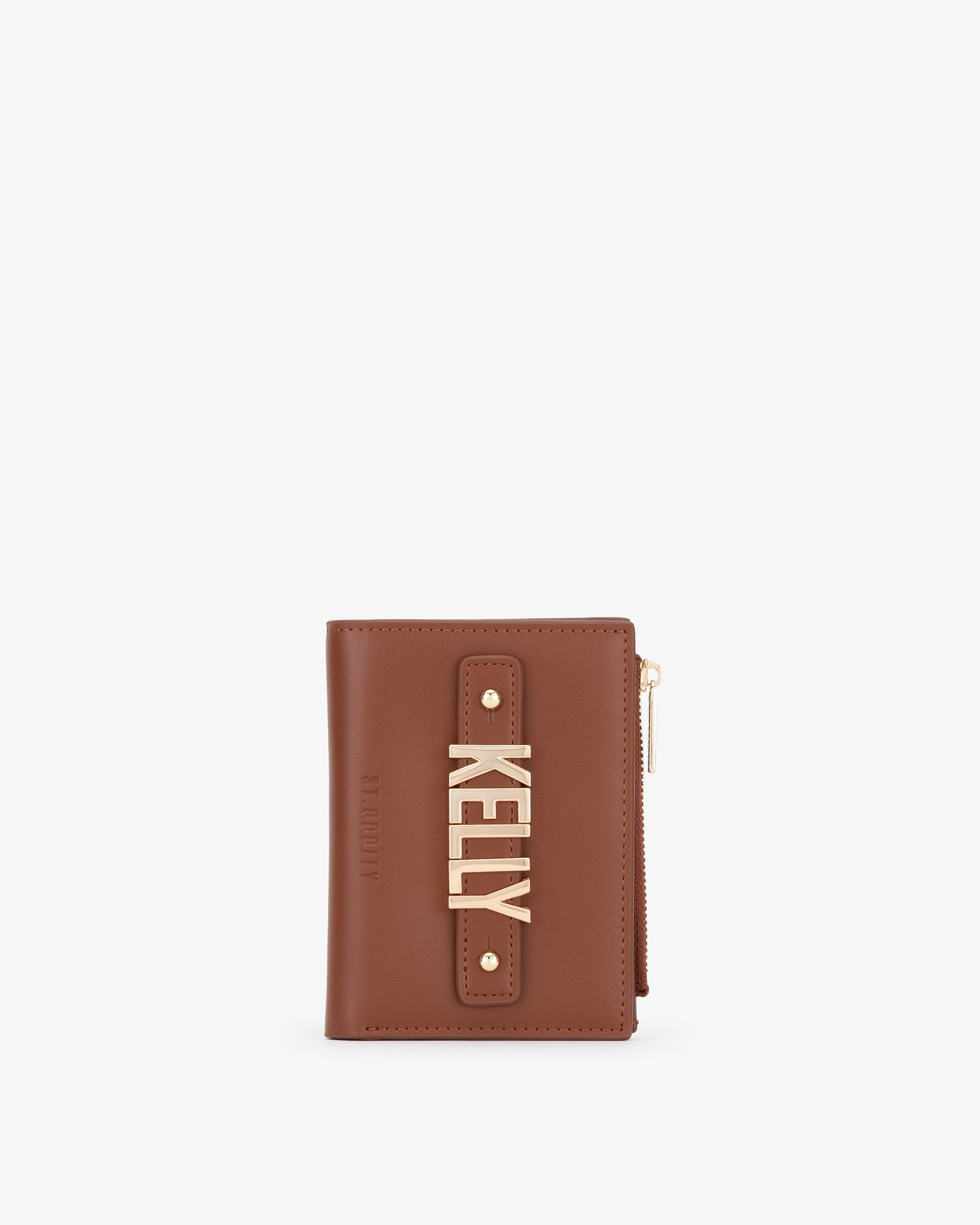 Wallet in Cognac with Personalised Hardware