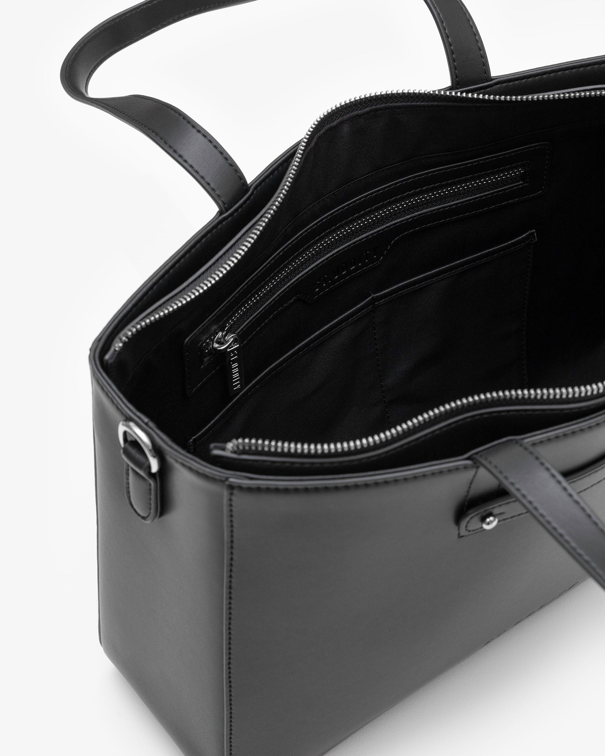 Wide Tote in Black/Gunmetal with Personalised Hardware