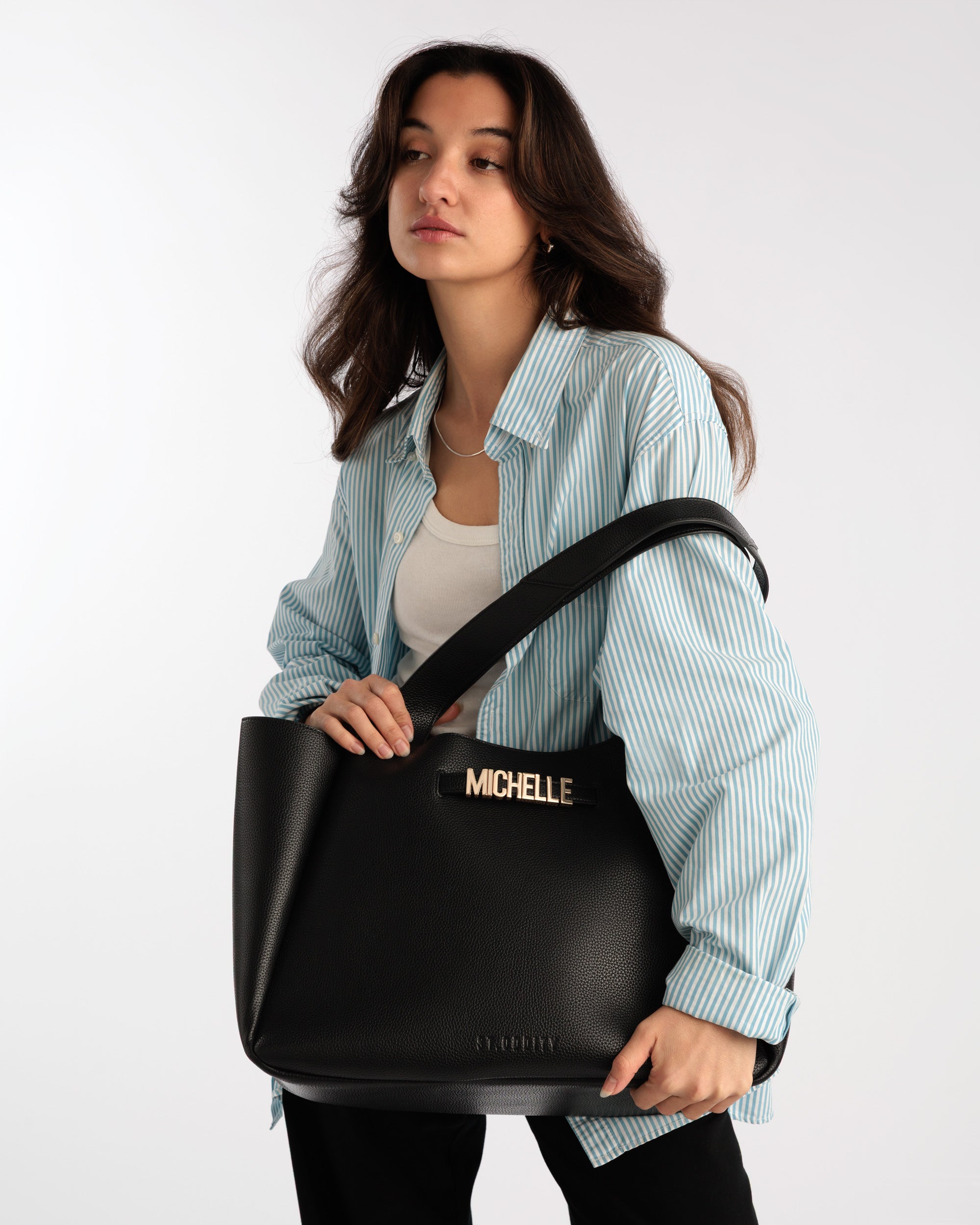 Pre-order (Late November): XL Casual Tote in Black/Gold with Personalised Hardware