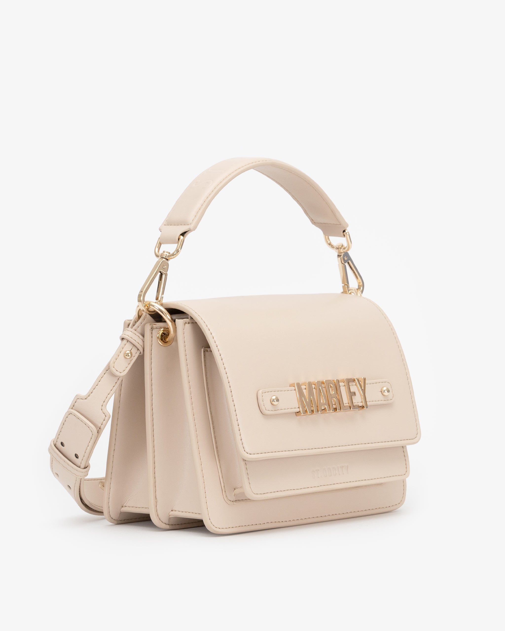 Shoulder Bag in Light Sand with Personalised Hardware