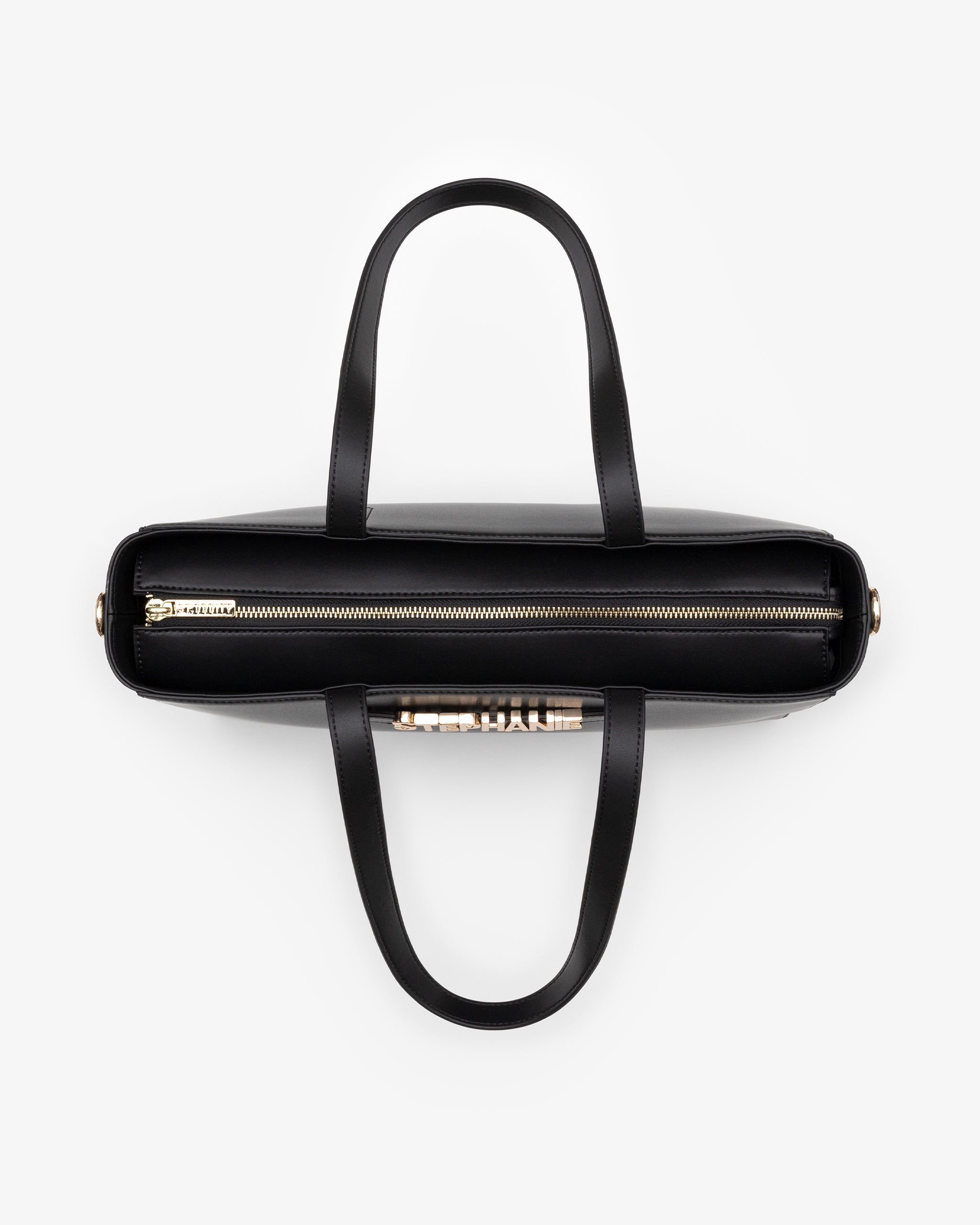 Wide Tote in Black/Gold with Personalised Hardware