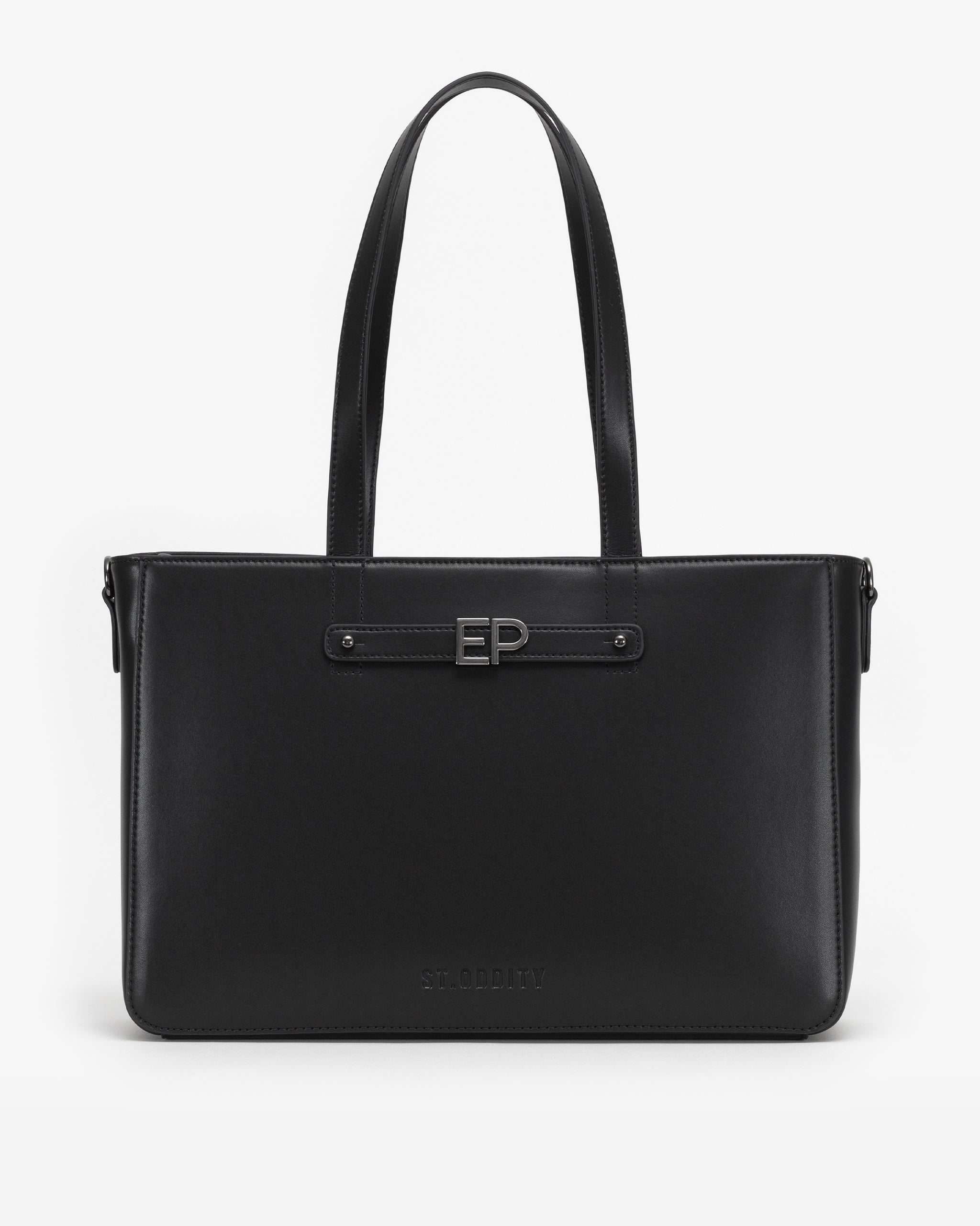 Wide Tote in Black/Gunmetal with Personalised Hardware
