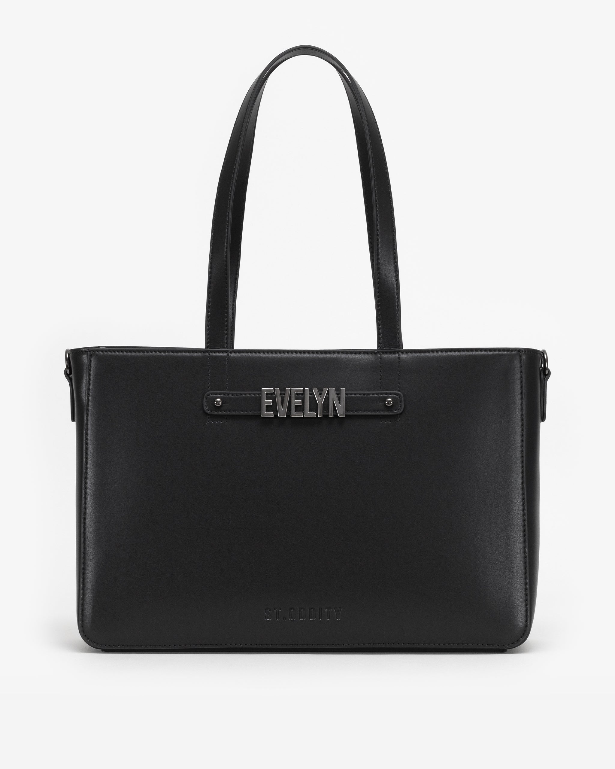 Wide Tote in Black/Gunmetal with Personalised Hardware