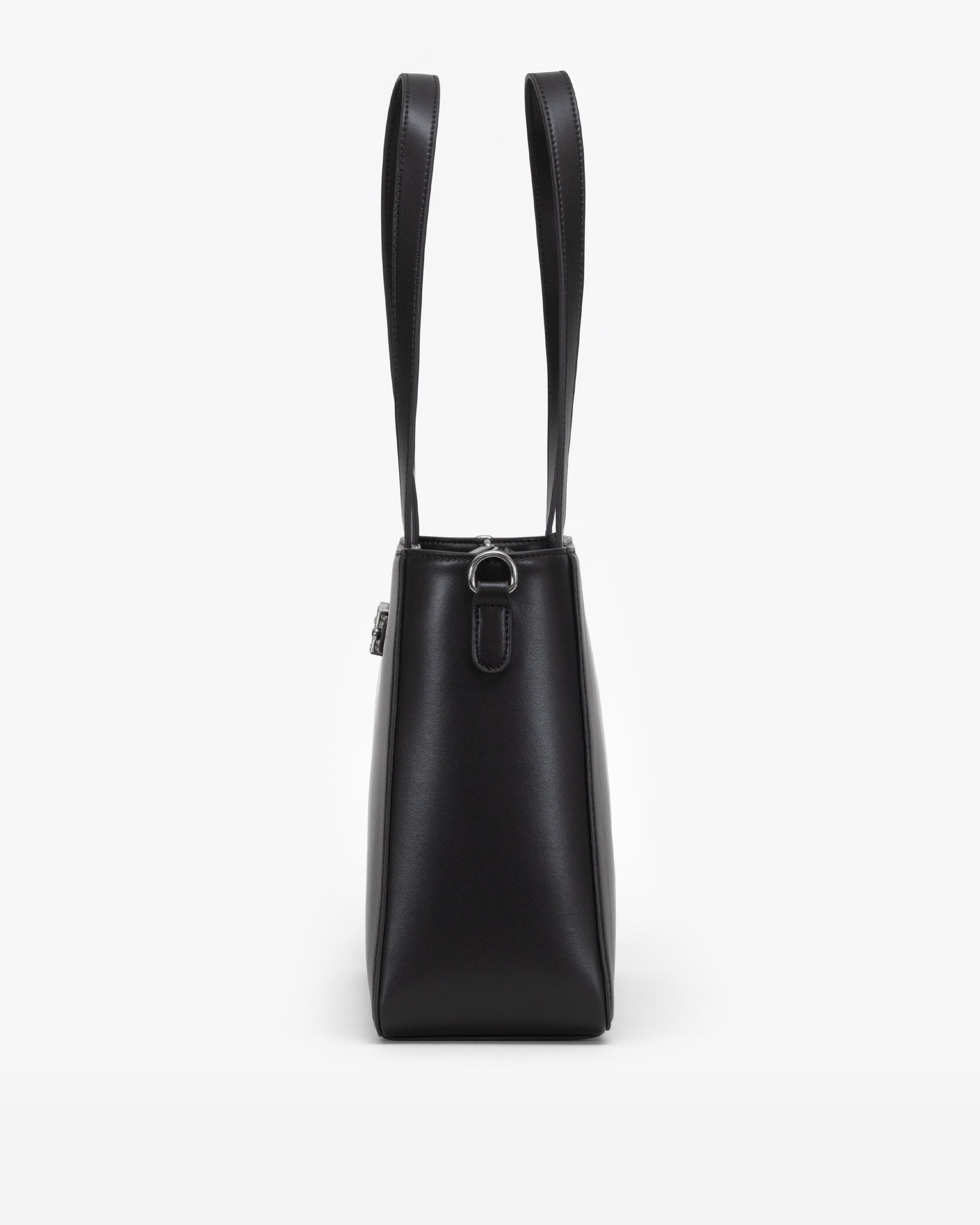 Wide Tote in Black/Gunmetal with Personalised Hardware