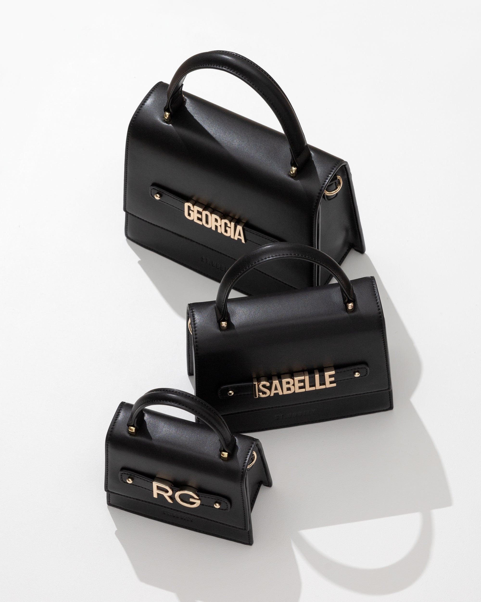Large Evening Bag in Black/Gold with Personalised Hardware