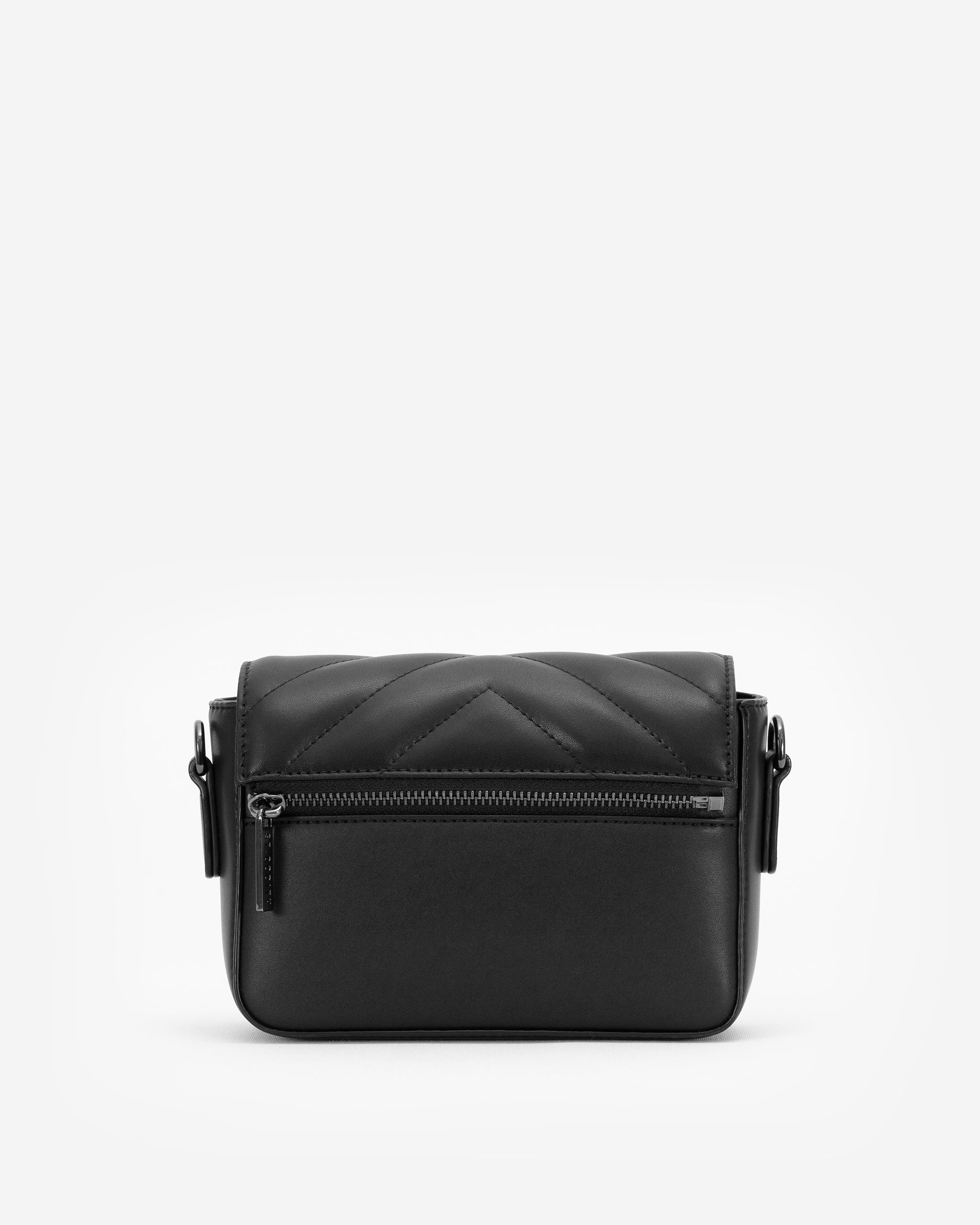 Quilted Chevron Crossbody Bag in Black