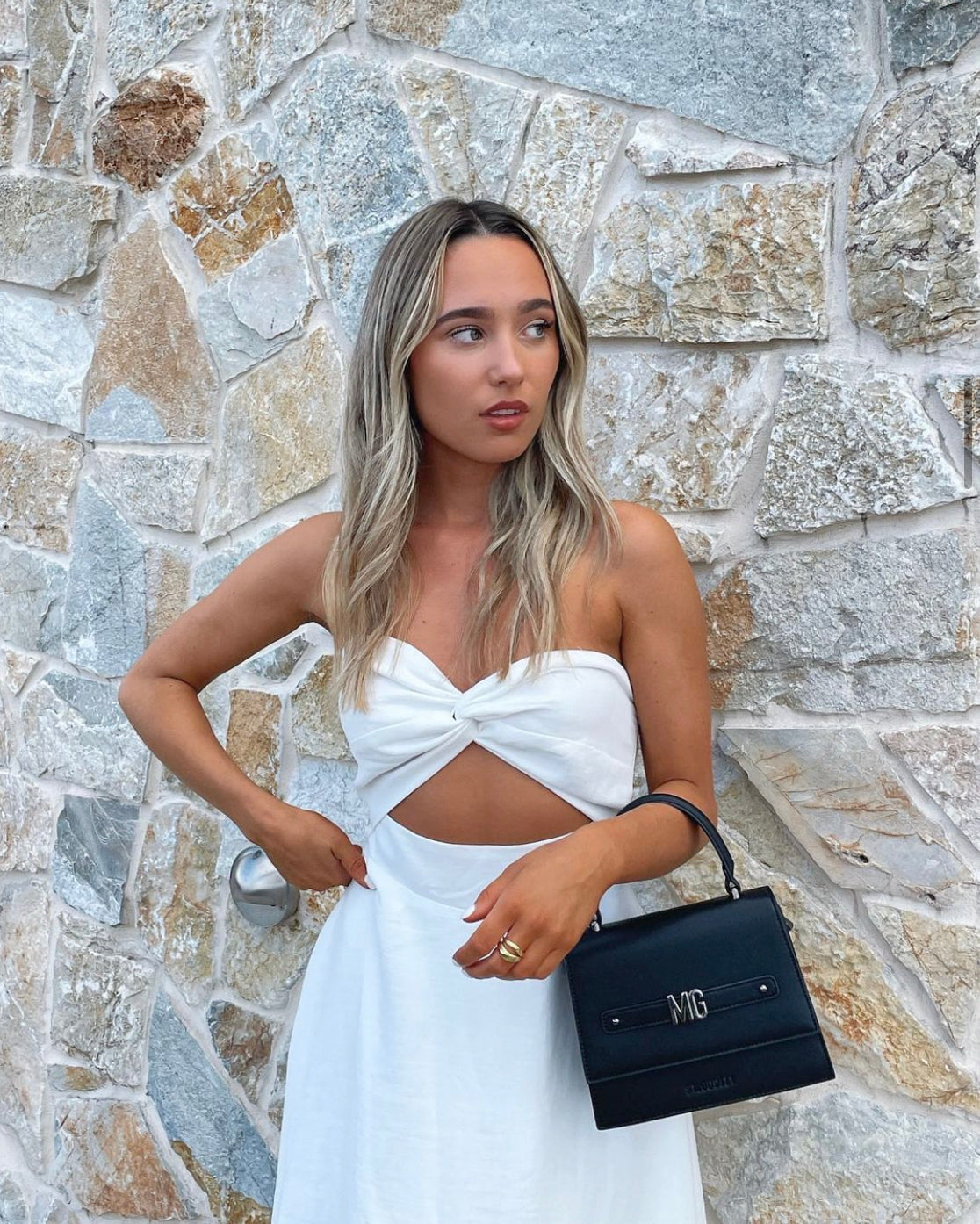 Pre-order (Late February): Evening Bag in Black/Gunmetal with Personalised Hardware