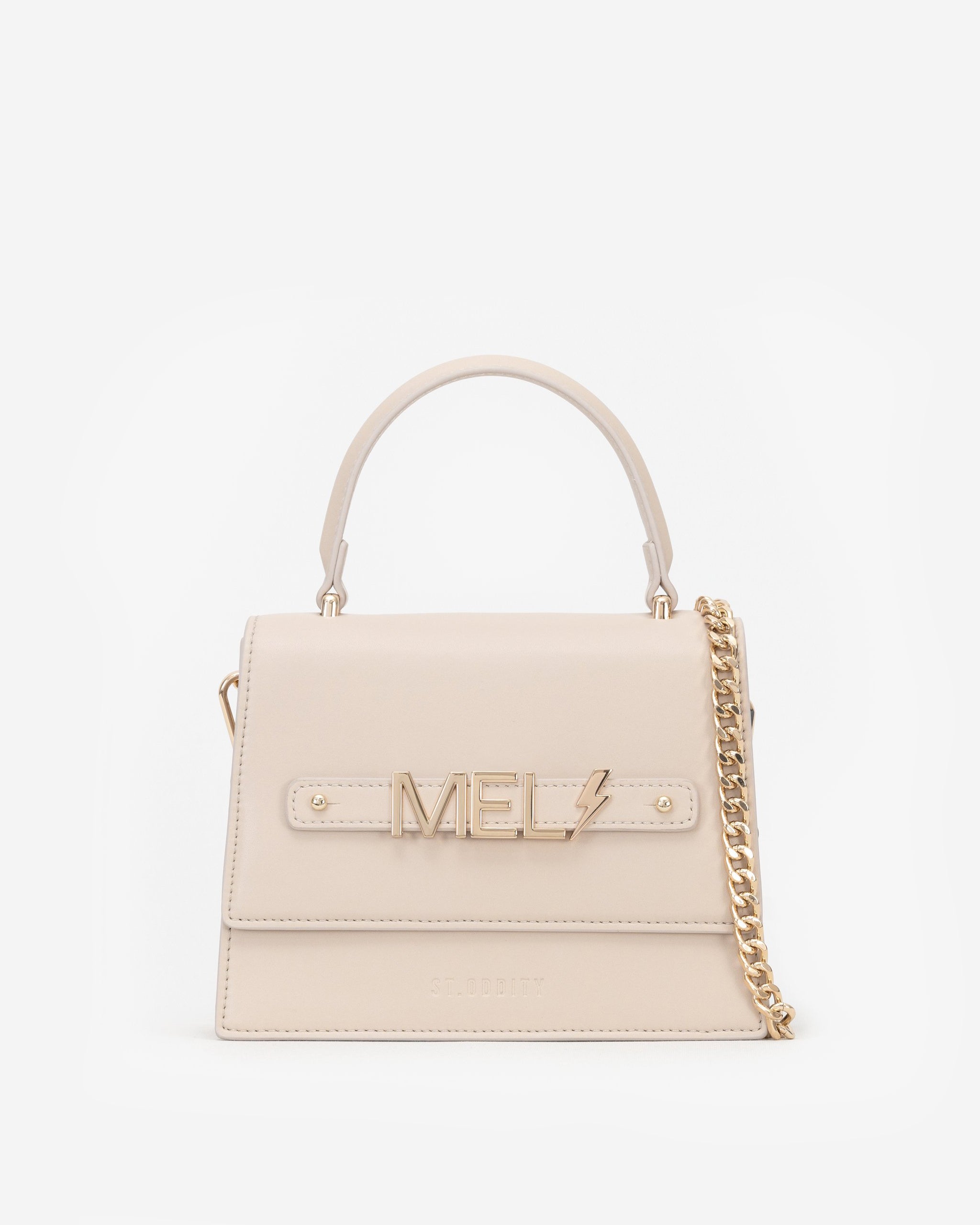 Evening Bag in Light Sand with Personalised Hardware