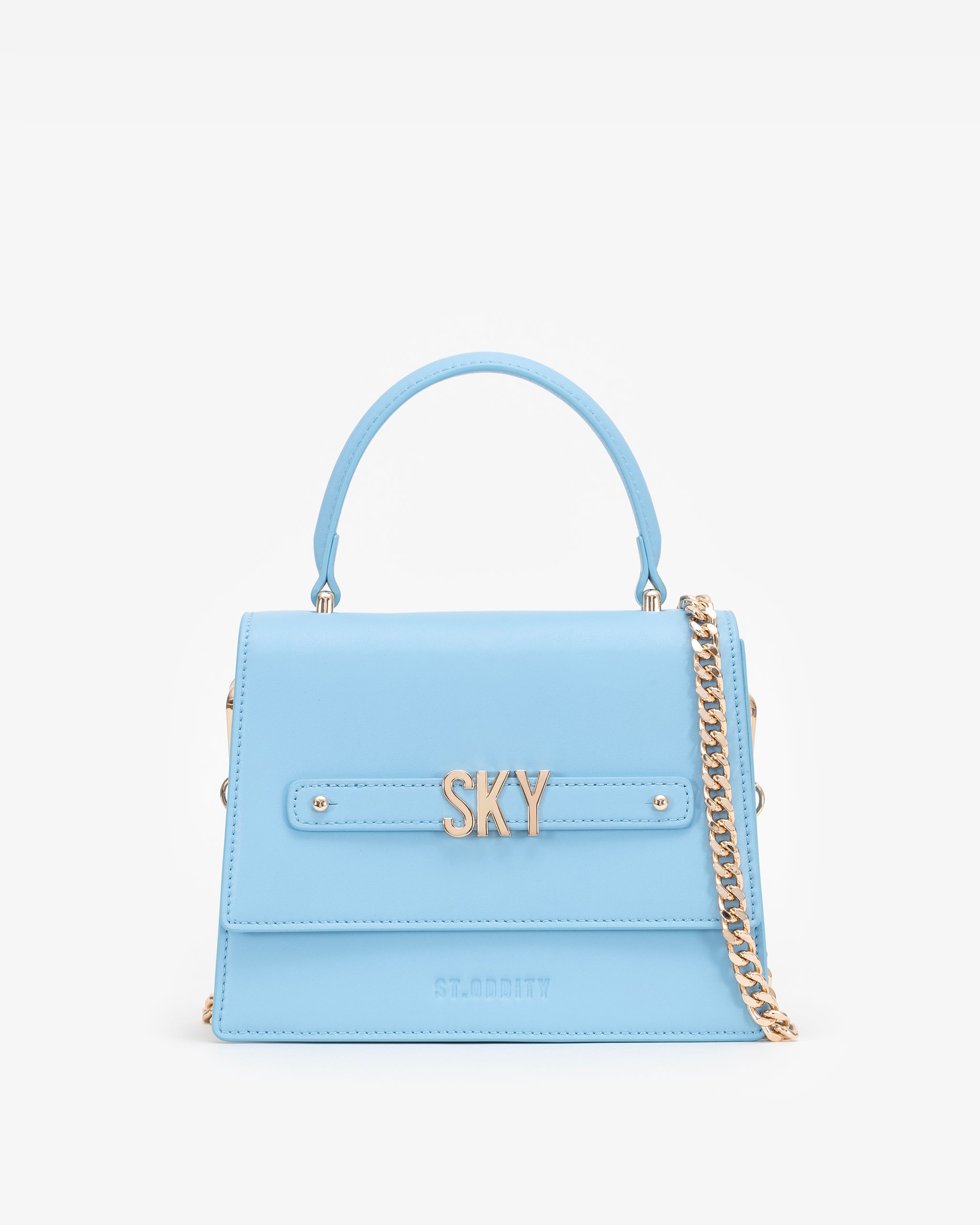 Evening Bag in Sky Blue with Personalised Hardware
