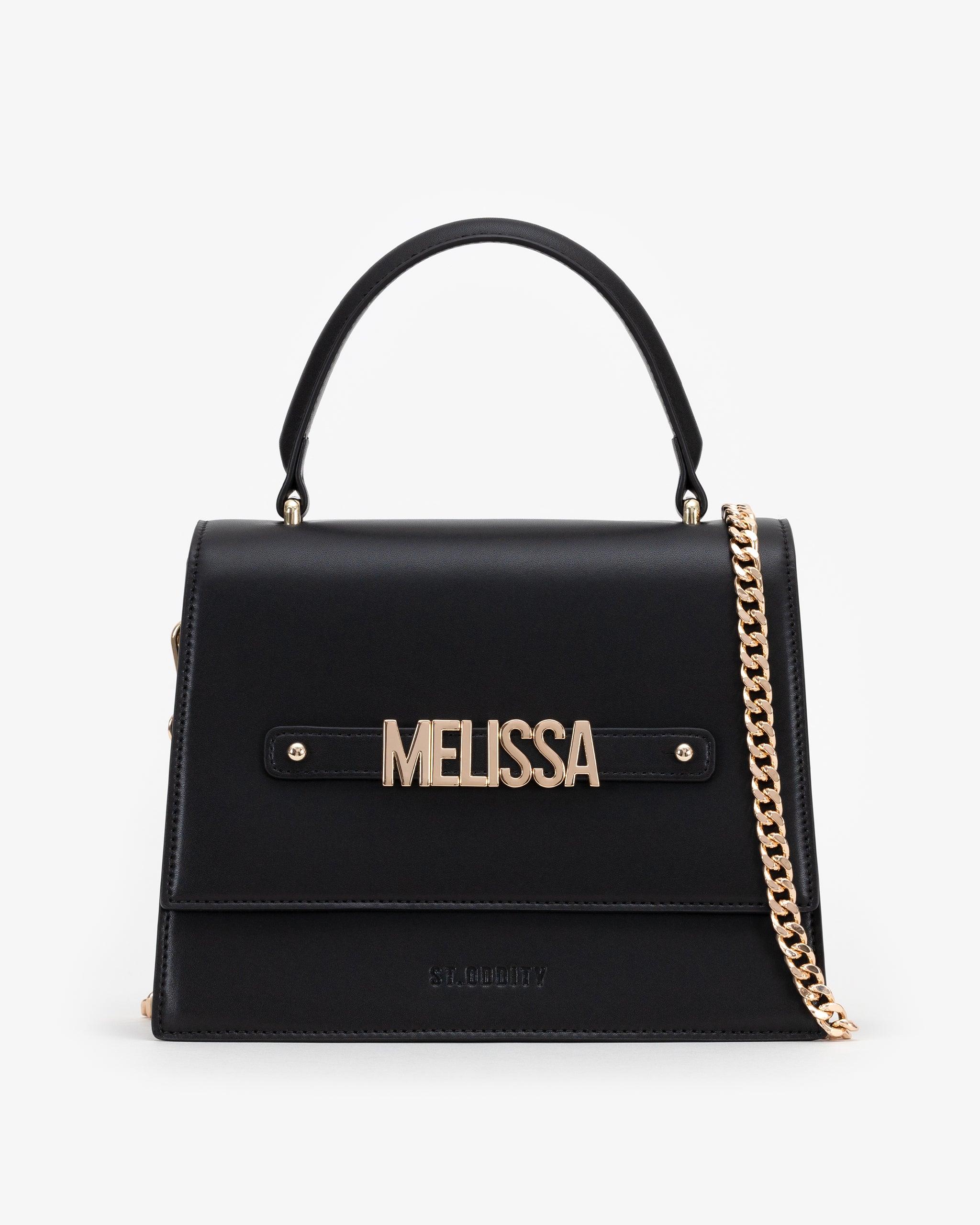 Pre-order (Mid-May): Large Evening Bag in Black/Gold with Personalised Hardware