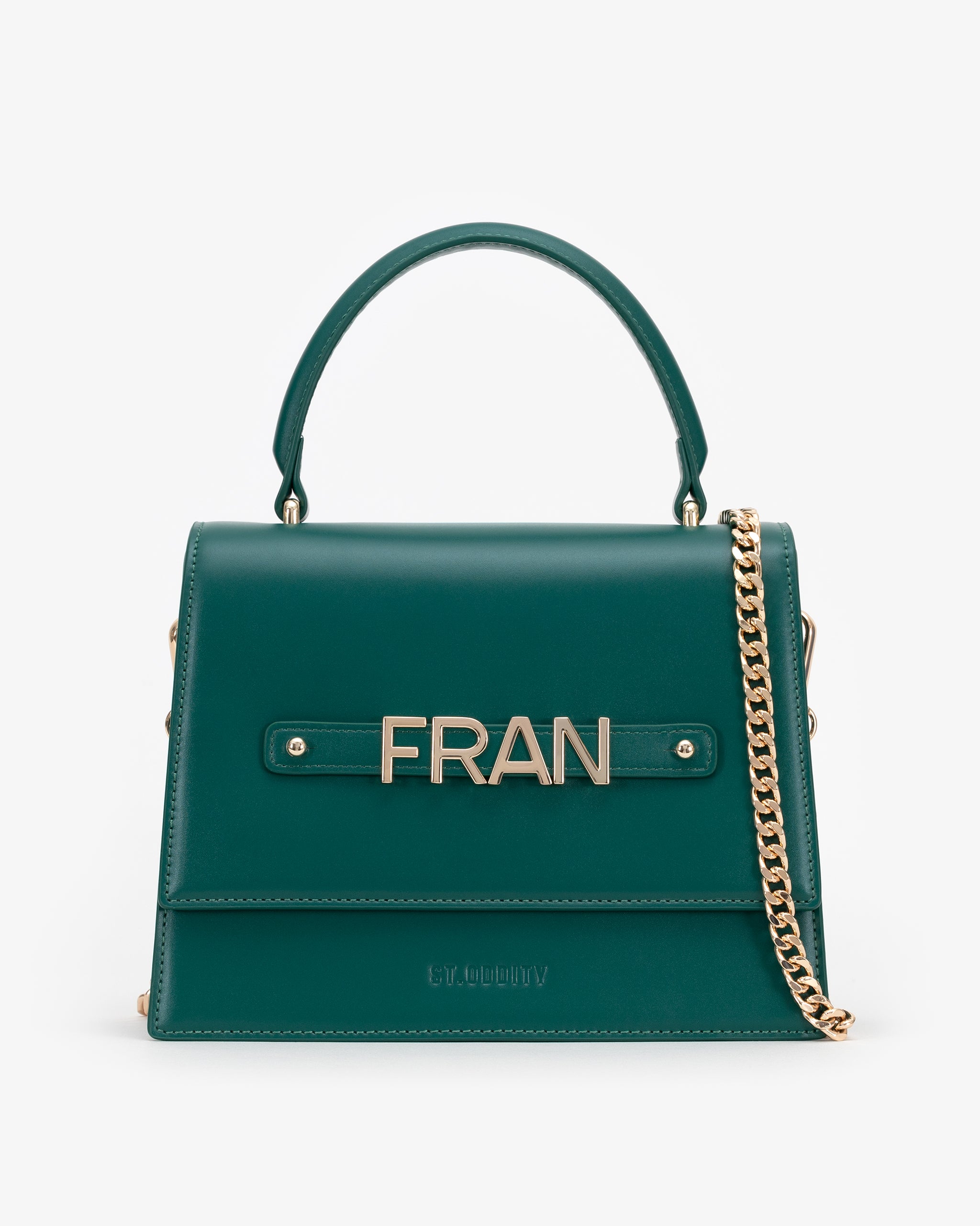 Pre-order (Mid-May): Large Evening Bag in Emerald Green with Personalised Hardware