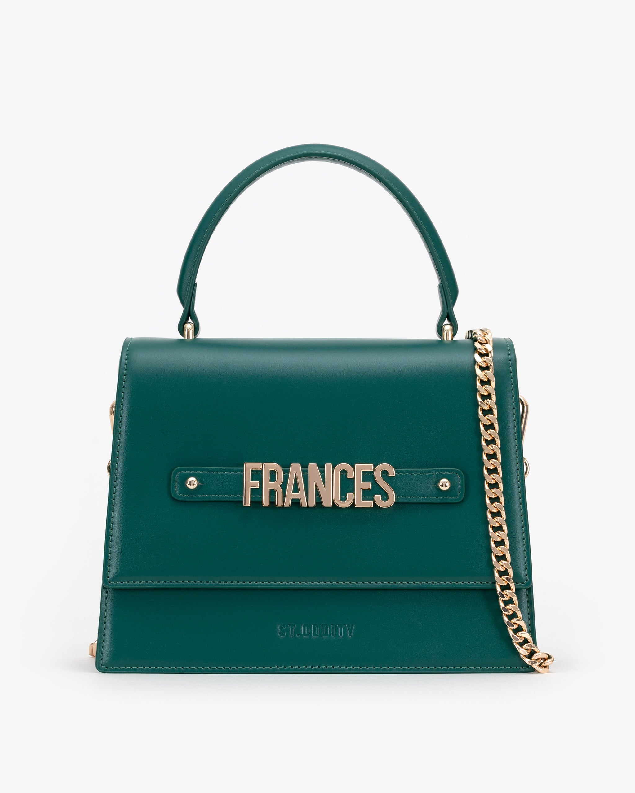 Pre-order (Mid-May): Large Evening Bag in Emerald Green with Personalised Hardware
