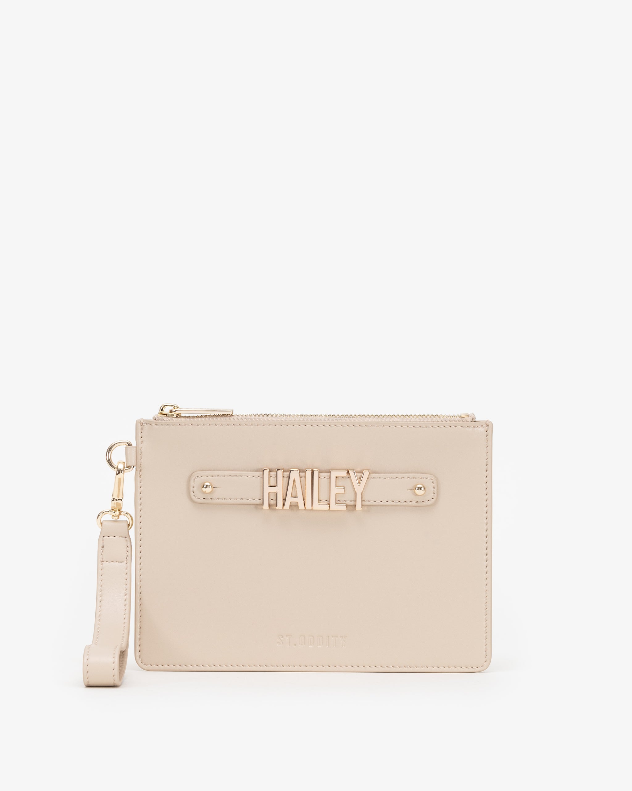 Pouch in Light Sand with Personalised Hardware