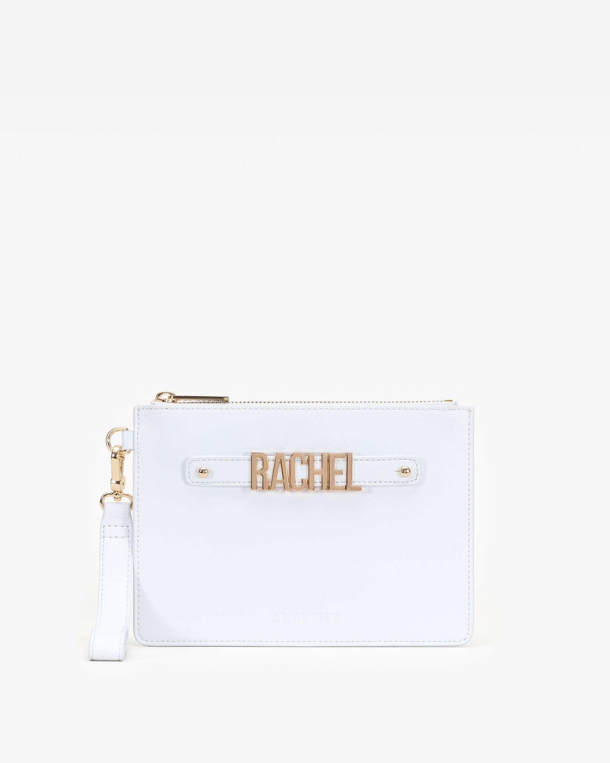 Classic Pouch in White with Personalised Hardware