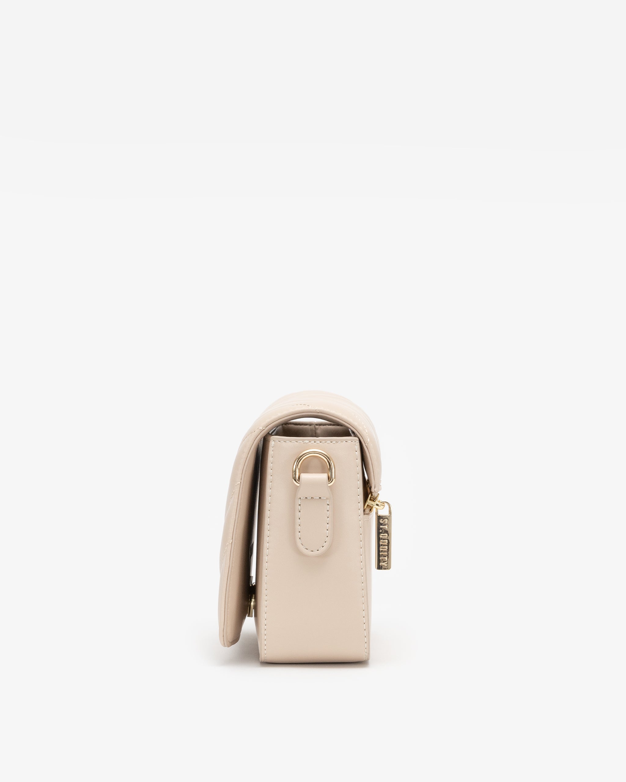 Quilted Chevron Crossbody Bag in Light Sand